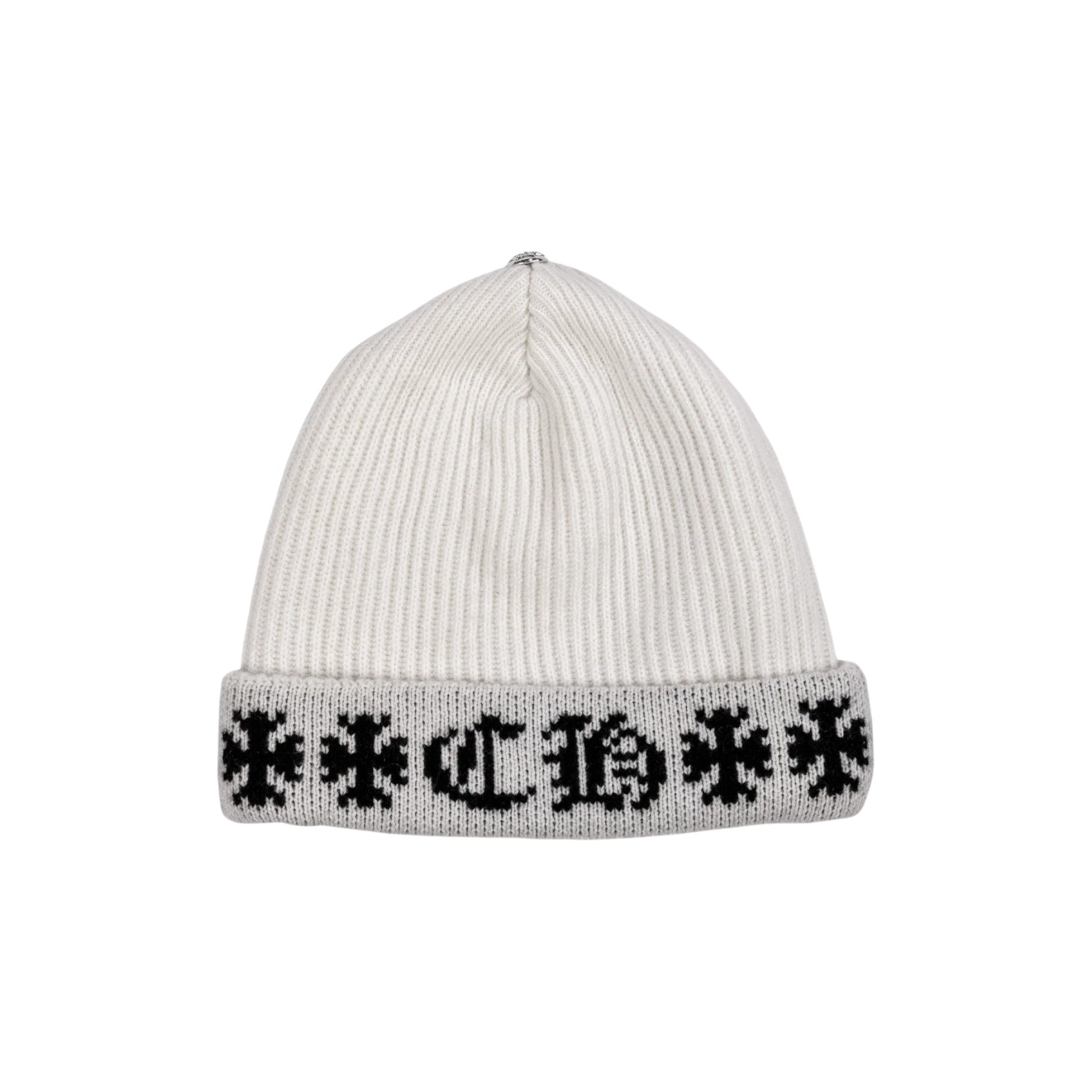 Chrome Hearts 'Big Daddy' Cashmere White & Black Beanie