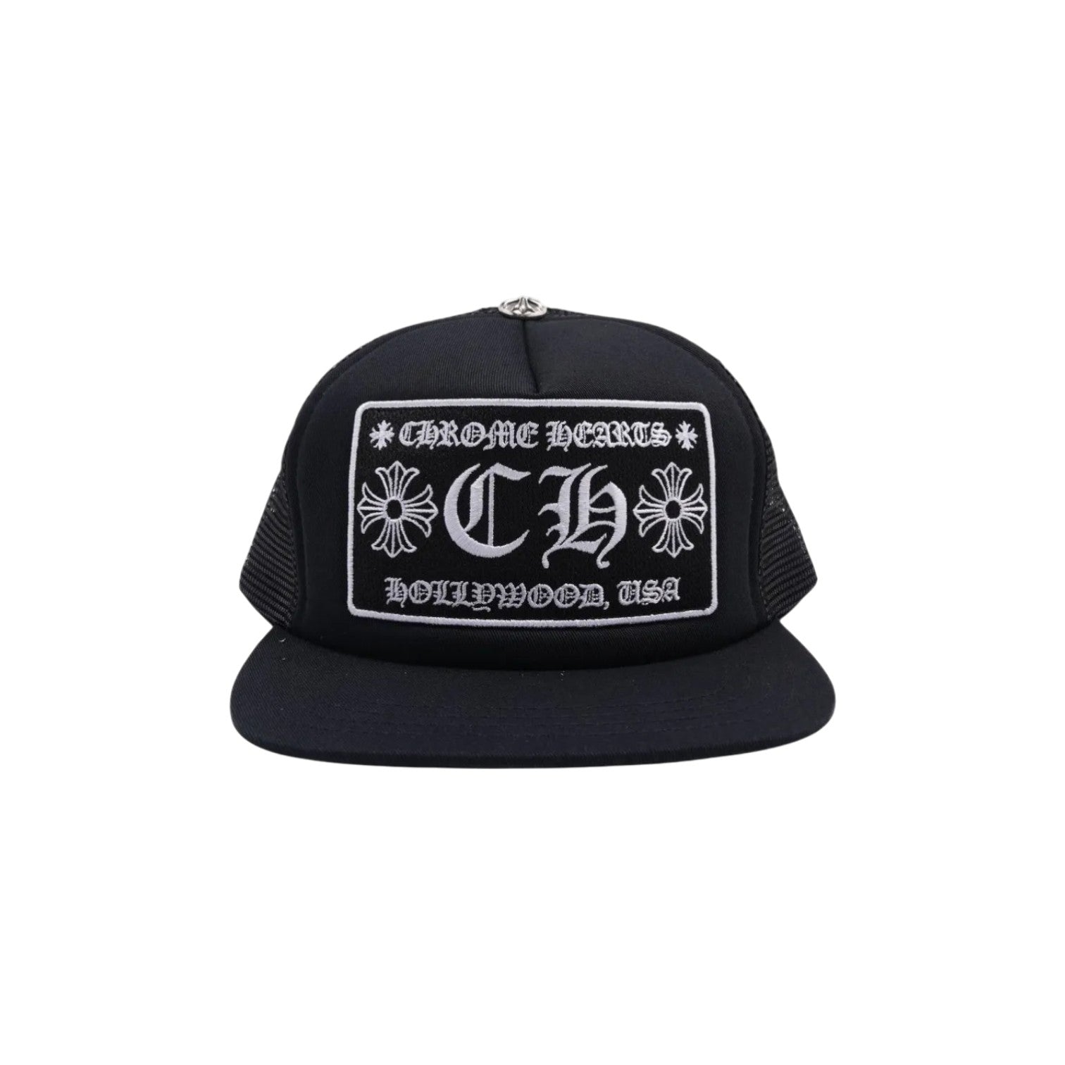 Chrome Hearts 'CH Hollywood' Black & White Trucker Hat