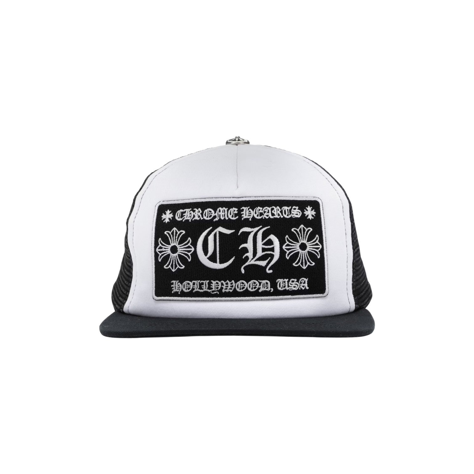 Chrome Hearts 'CH Hollywood' White & Black Trucker Hat