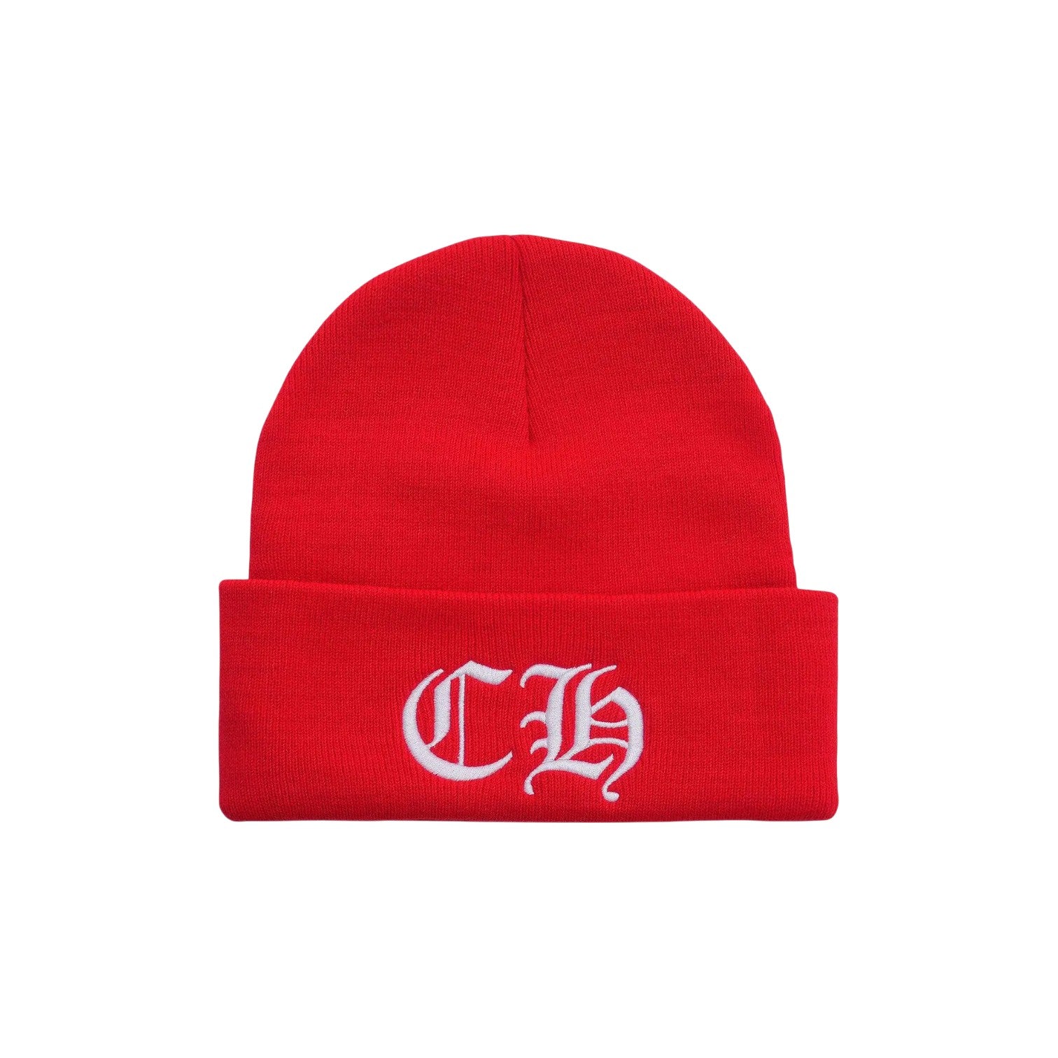 Chrome Hearts 'CH Logo' Red & White Beanie