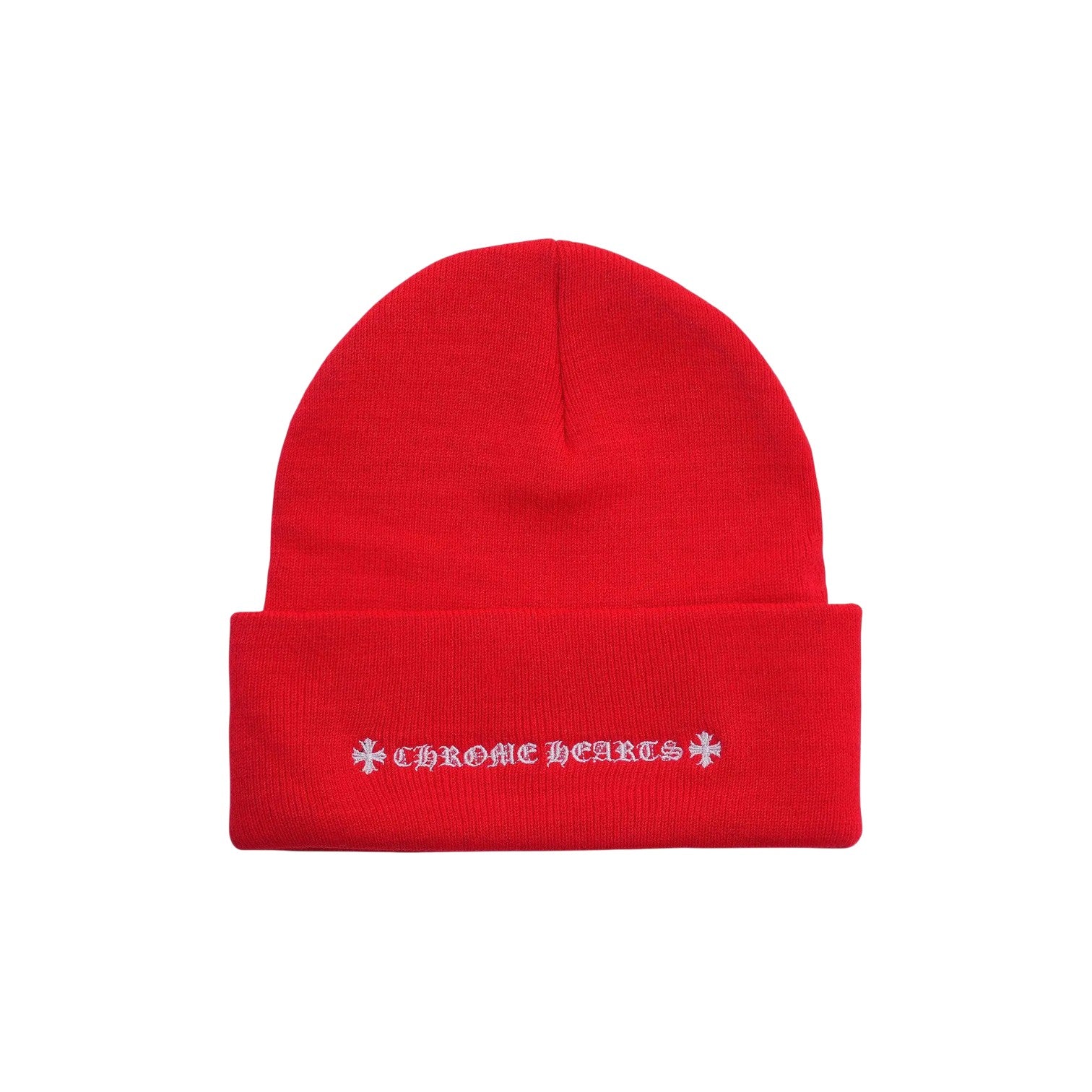 Chrome Hearts 'CH Logo' Red & White Beanie