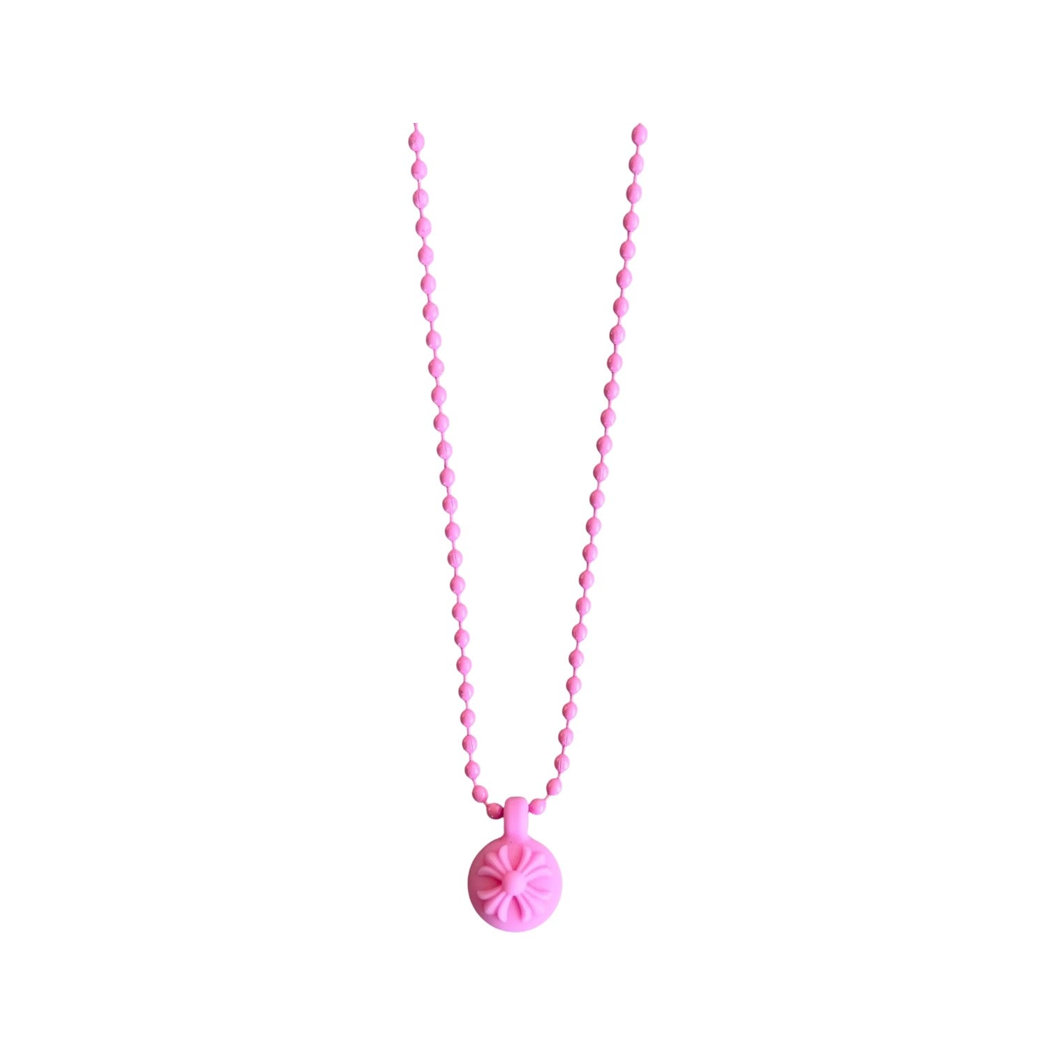 Chrome Hearts 'Crossball Charm' Pink Silicone Necklace