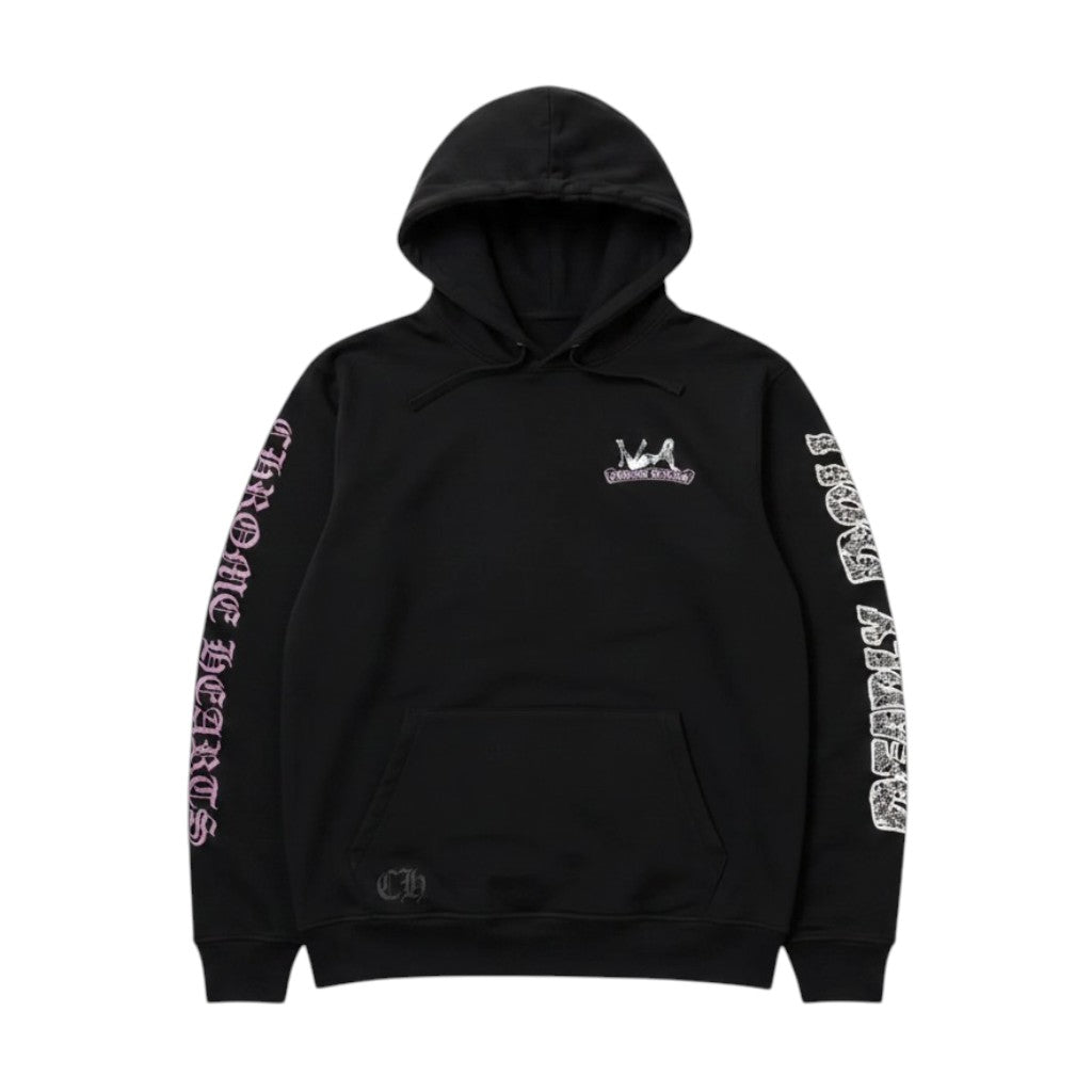 Chrome Hearts 'Deadly Doll' Black & Pink Glitter Hoodie