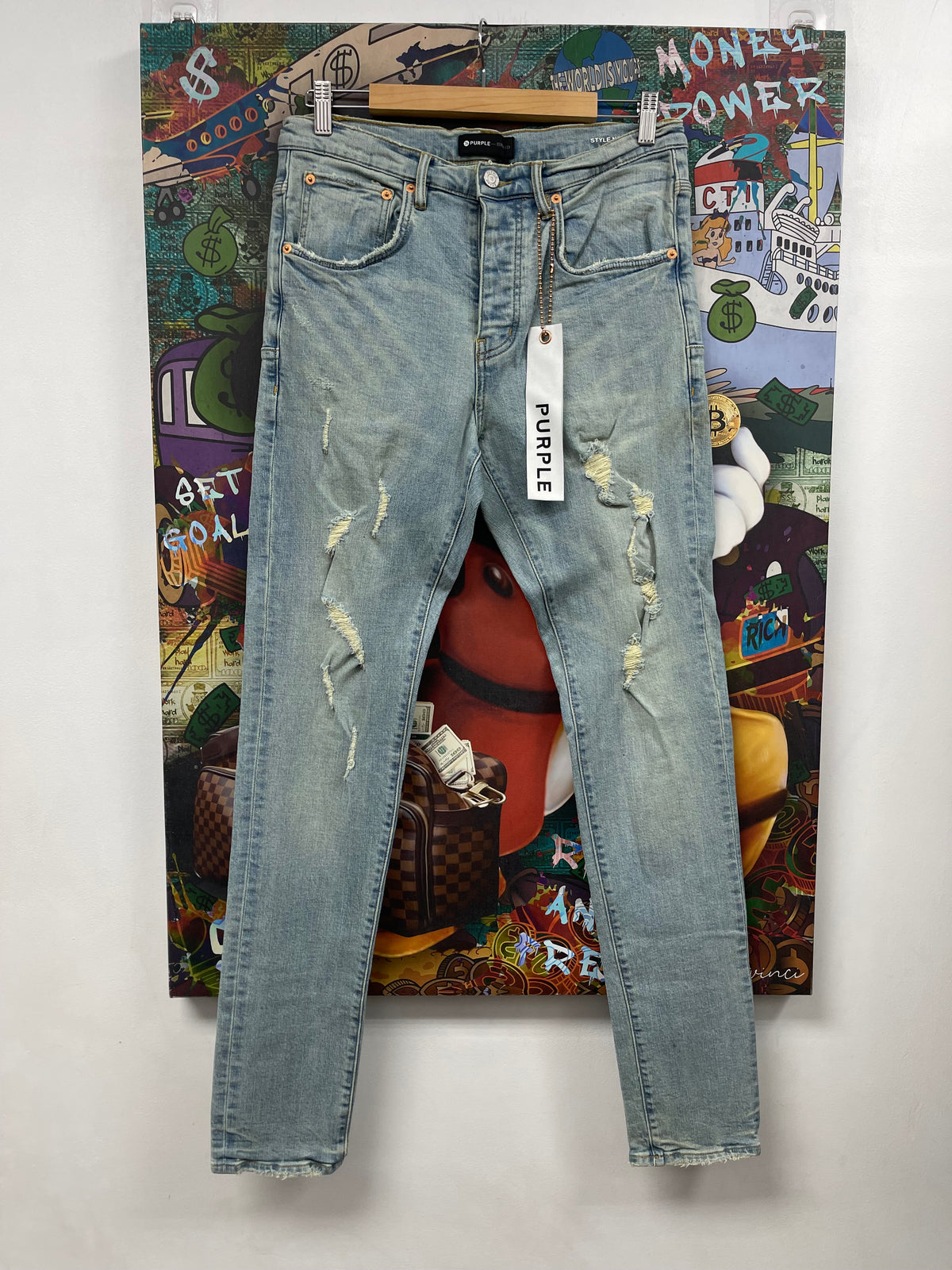 Purple Brand Yellow Wash Distressed Jeans