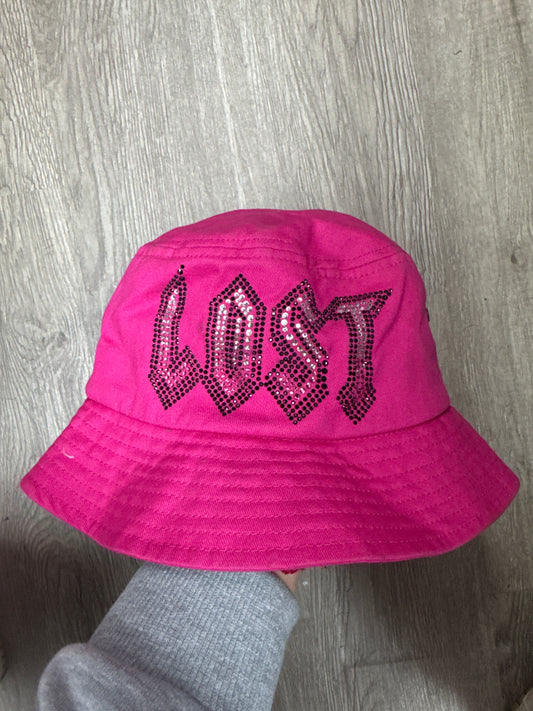 LOST Bucket Hat Pink Rhinestones Used