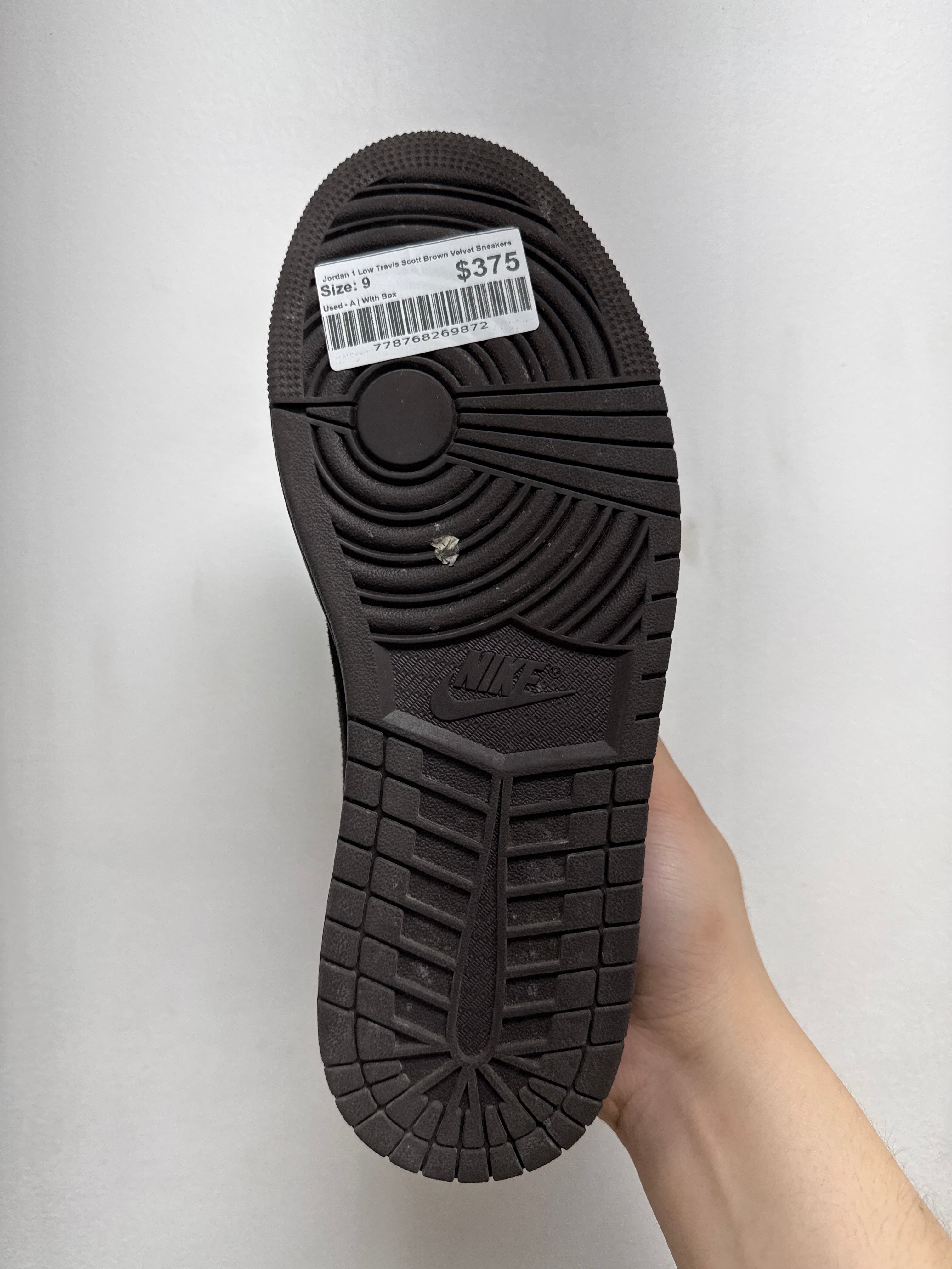 Jordan 1 Low Travis Scott Brown Velvet Sneakers