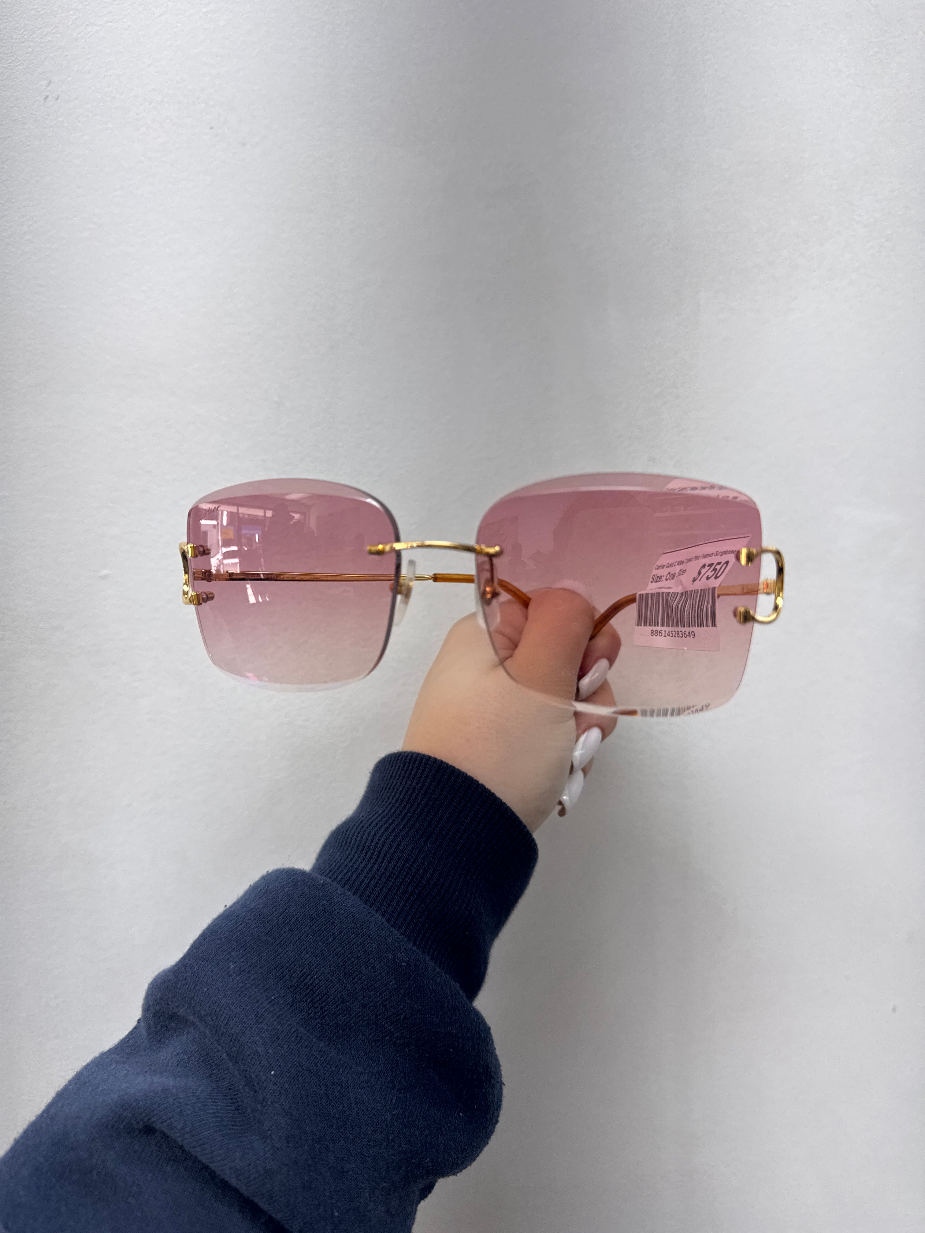 Cartier Gold C Wire Tinted Pink Frames Sunglasses