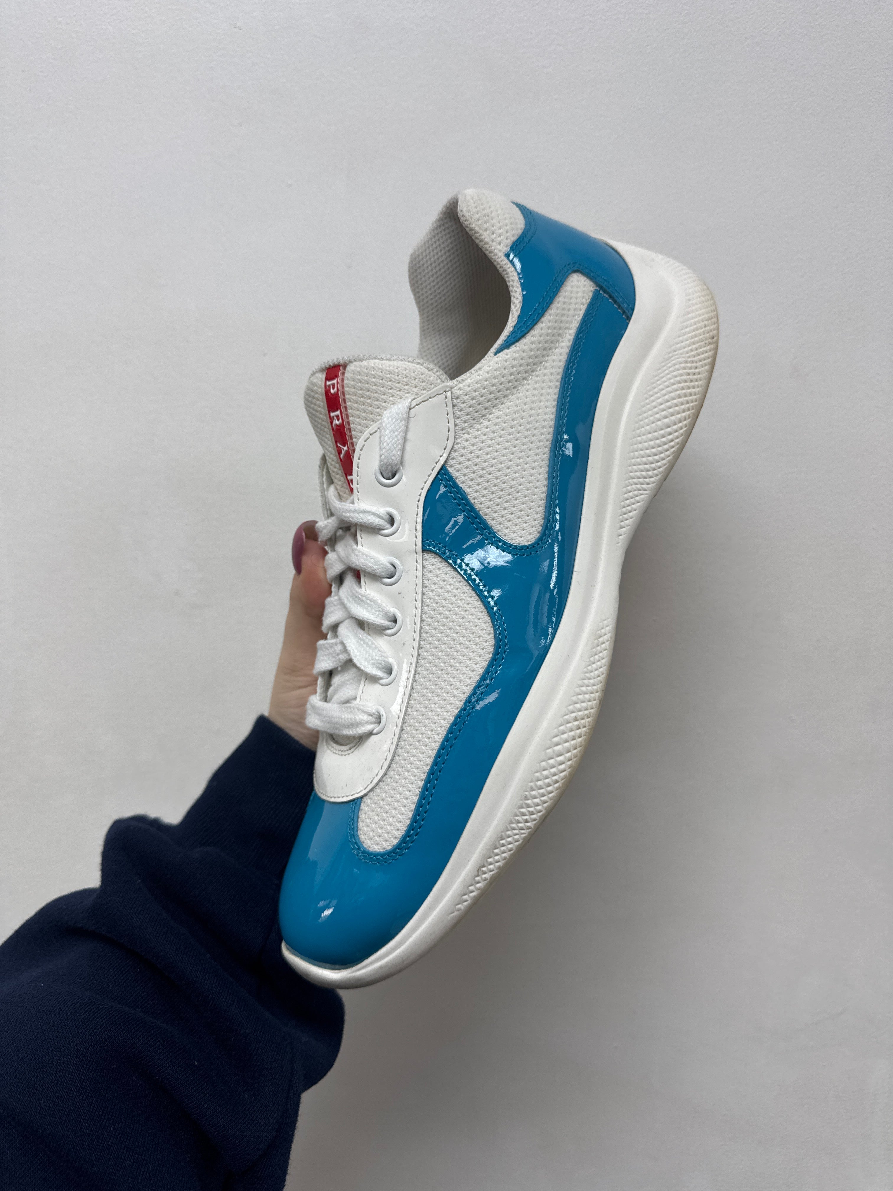 Prada White Baby Blue Cups Sneakers
