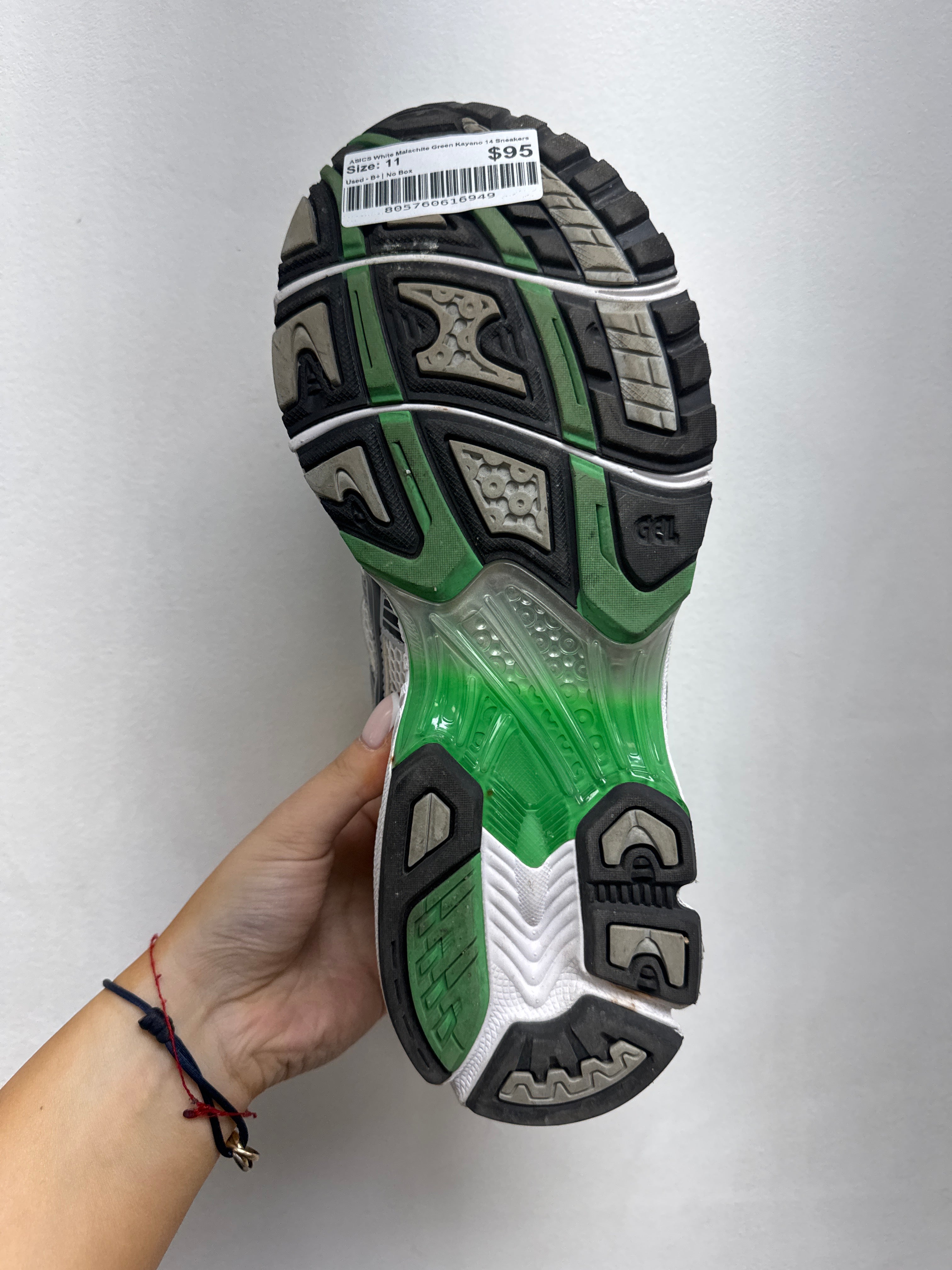 ASICS White Malachite Green Kayano 14 Sneakers