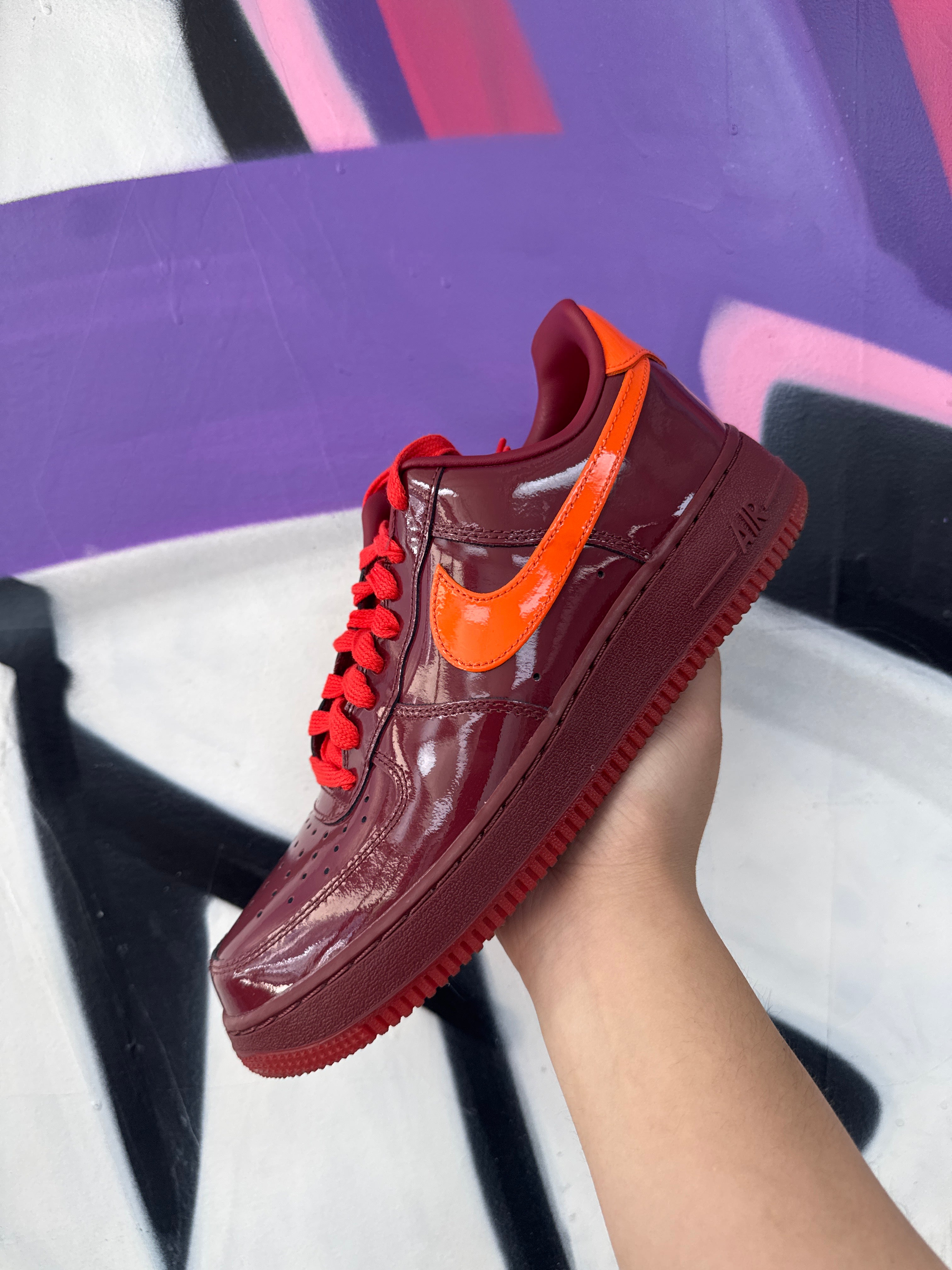 Nike Patent Leather Team Red Safety Orange Sneakers
