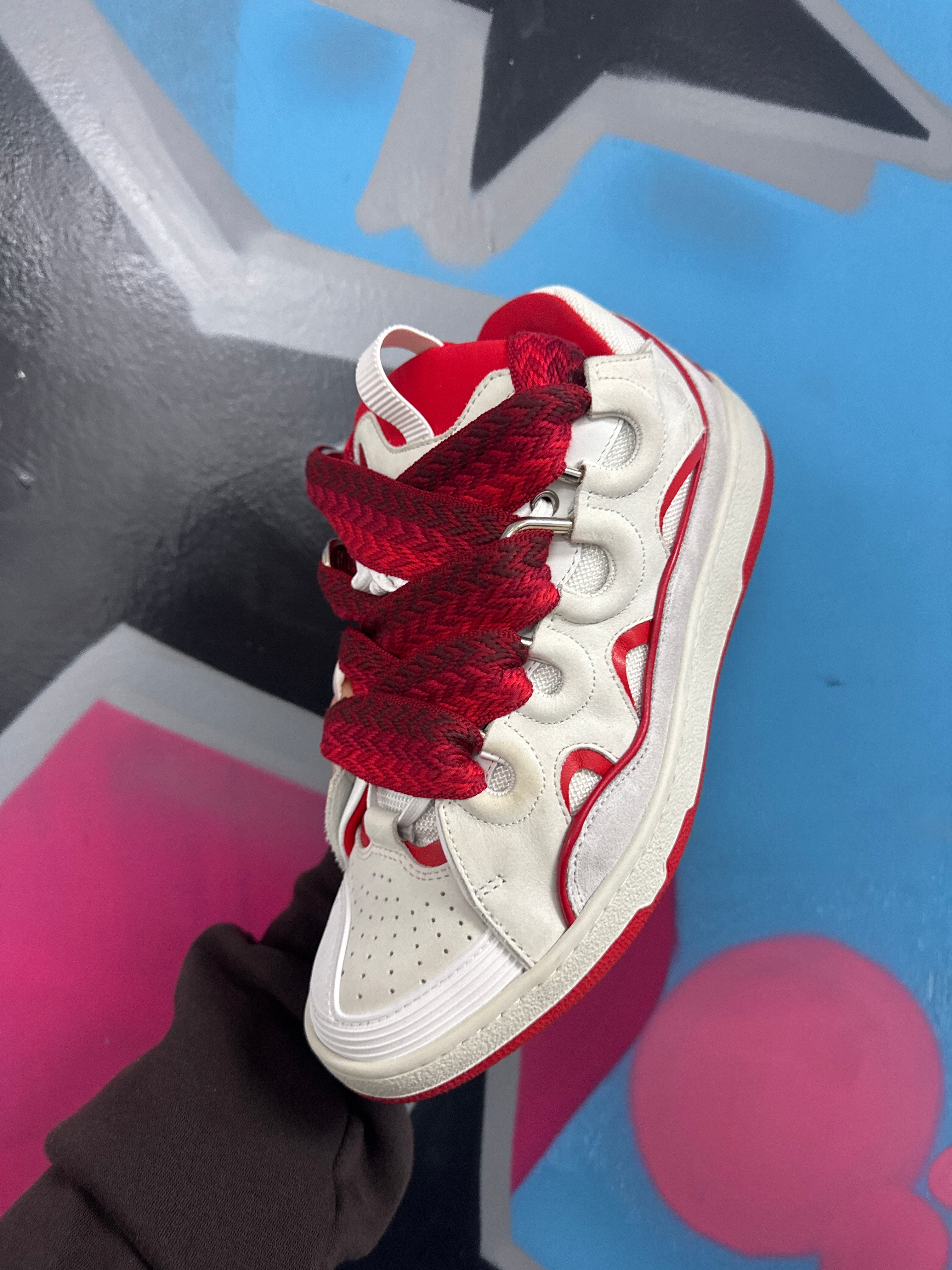 Lanvin Red White Curb Sneakers