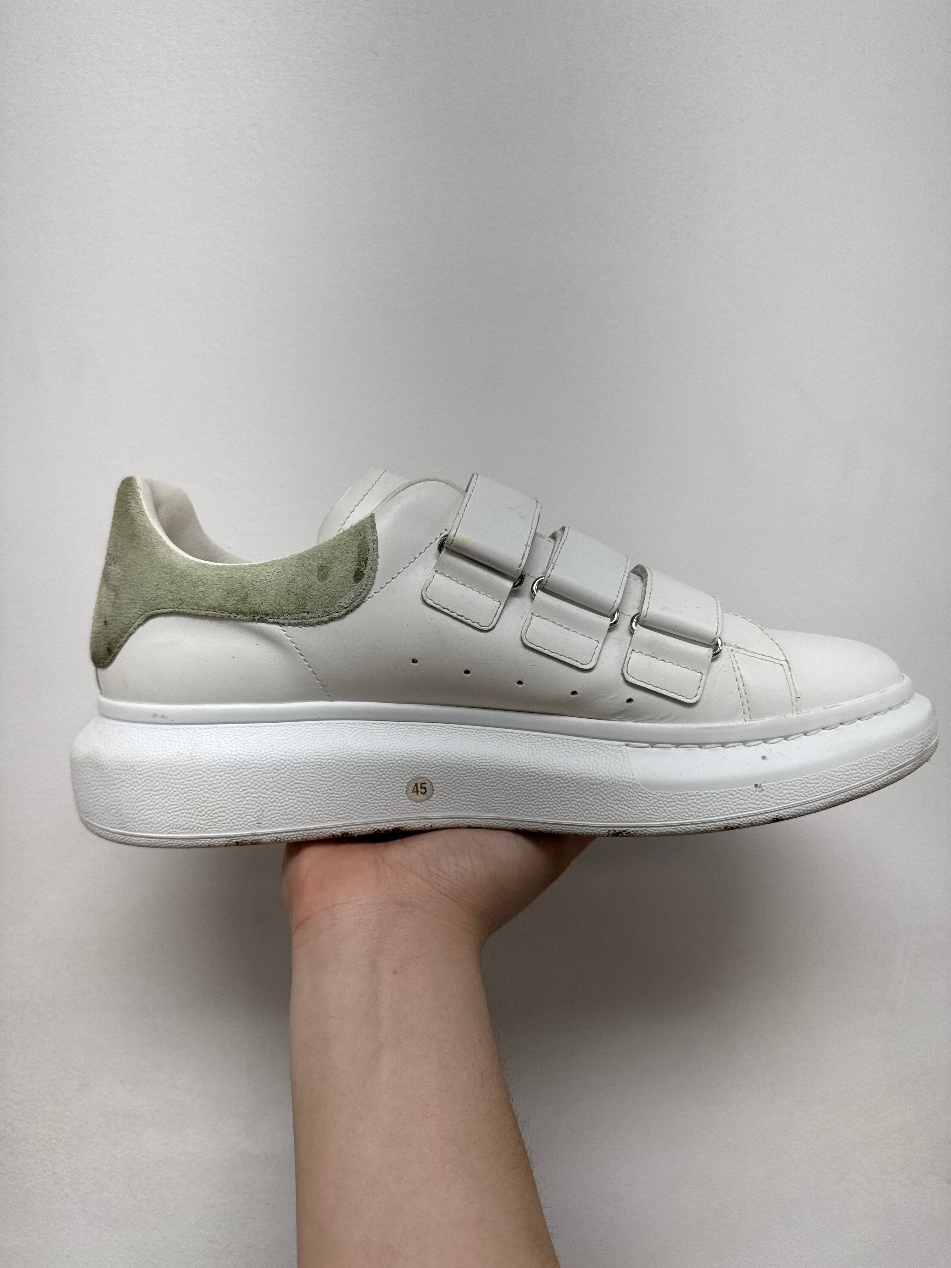 Alexander Mcqueen White Mint Oversized Strap Sneakers