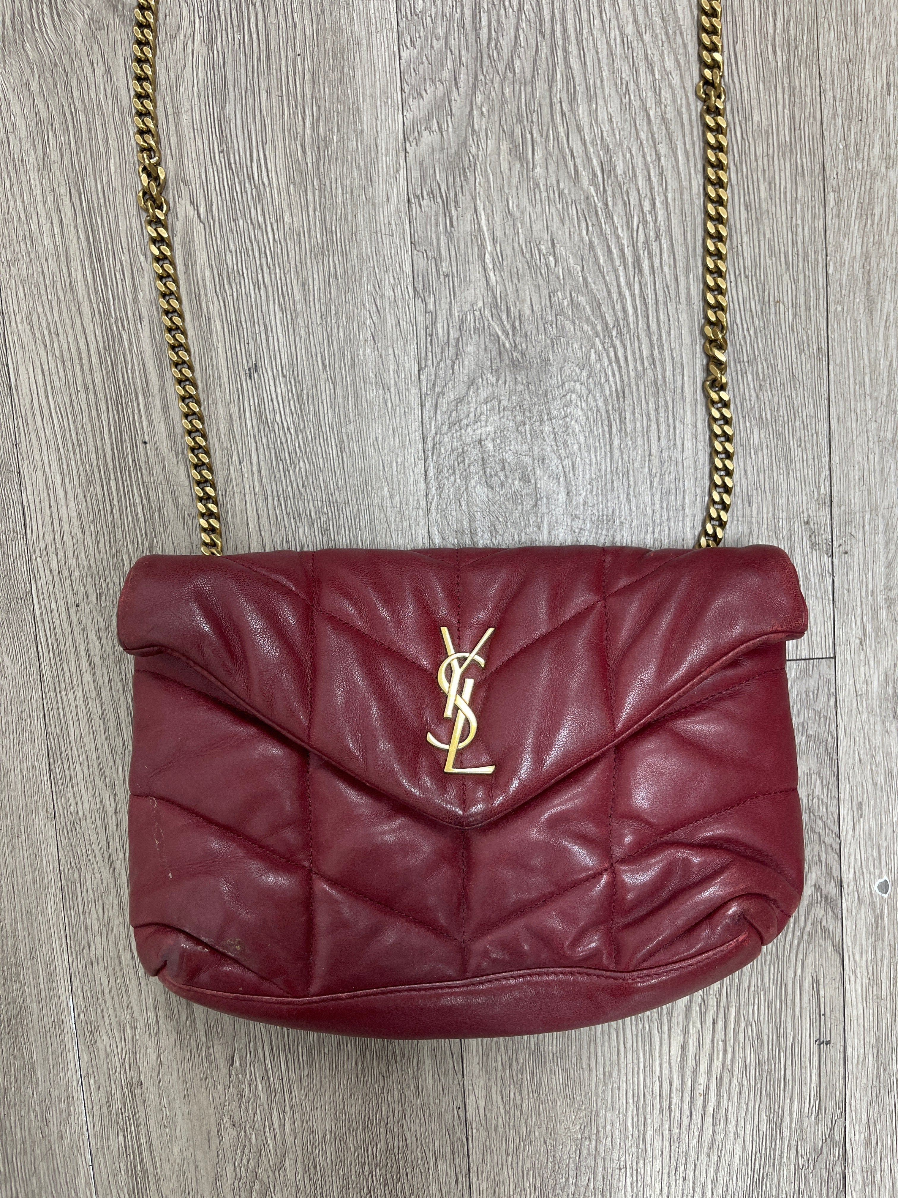 YSL Rouge Cabernet Puffer Toy Quilted Lambskin Shoulder Bag