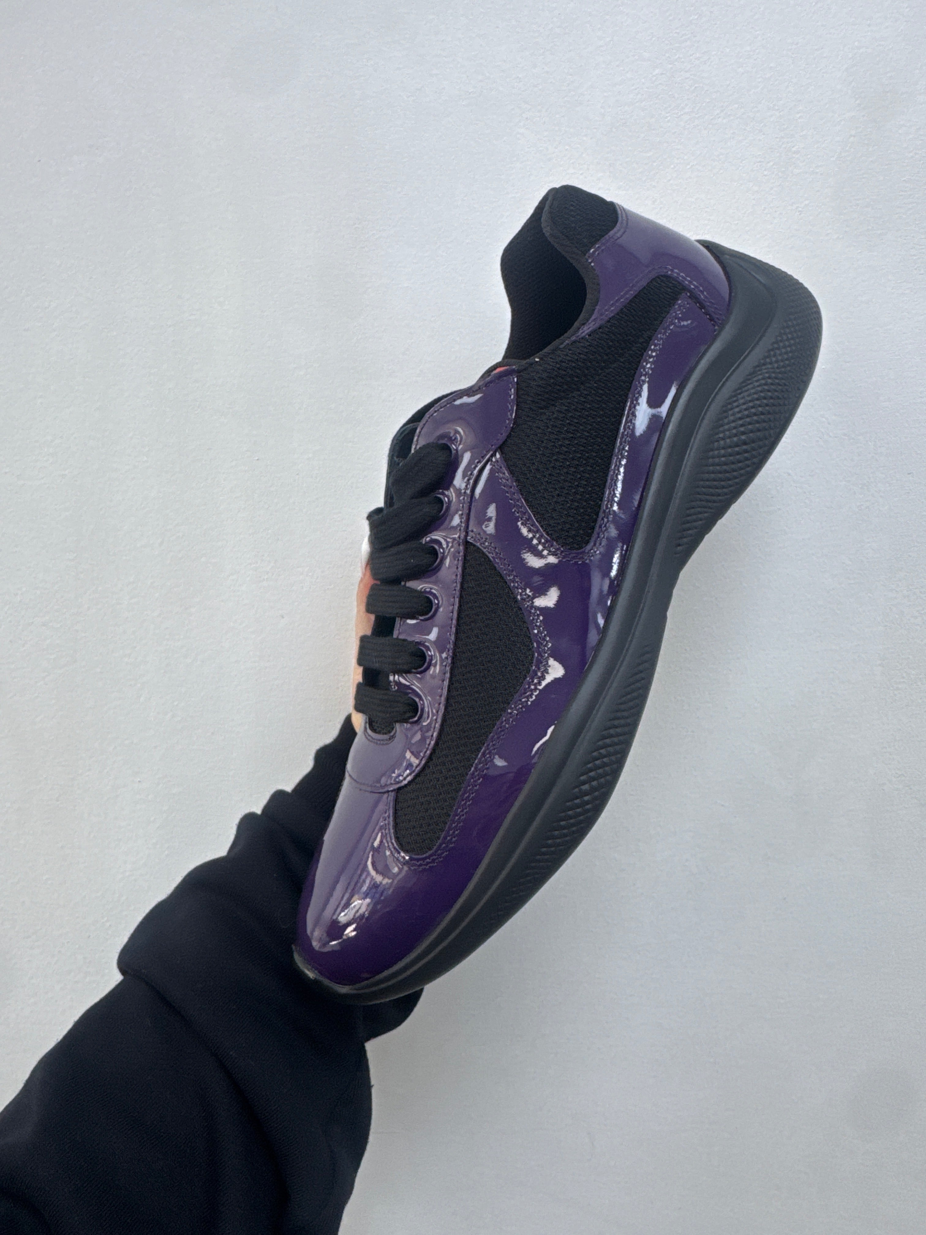 Prada Purple Black Patent Cup Sneakers