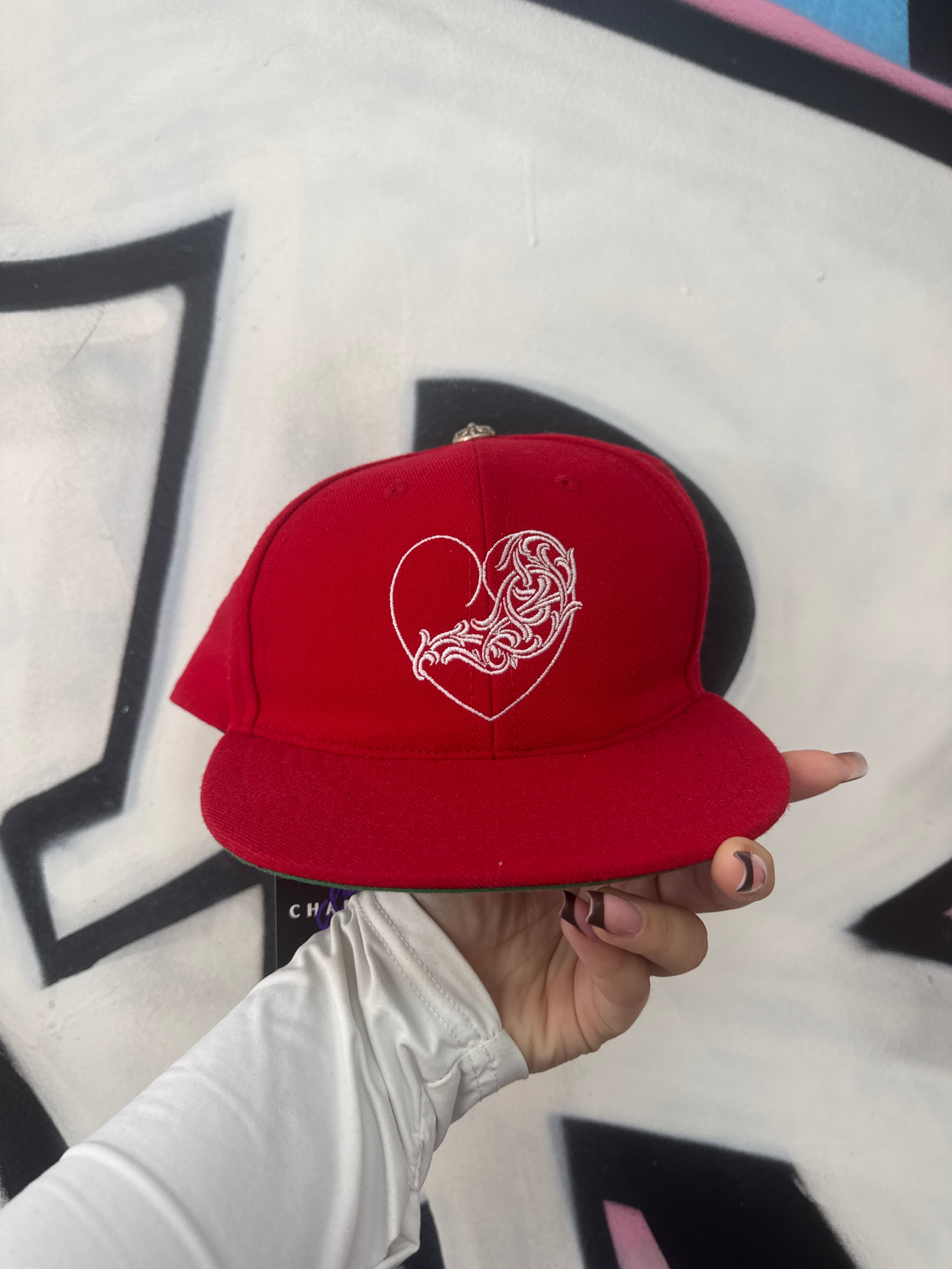 Chrome Hearts Red Love Heart Fitted (7 3-8) Cap