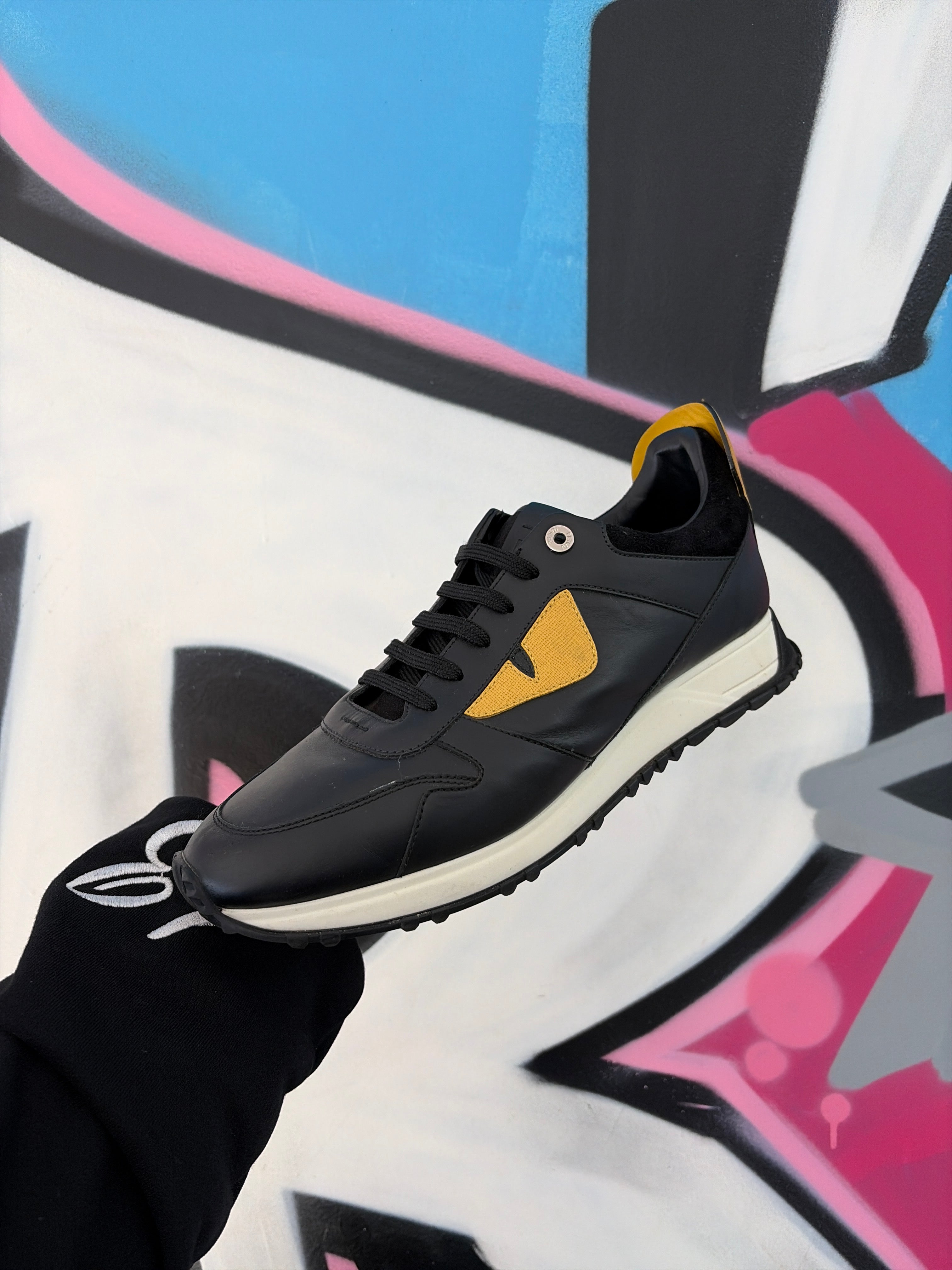 Fendi Black Monster Spiked Sneakers