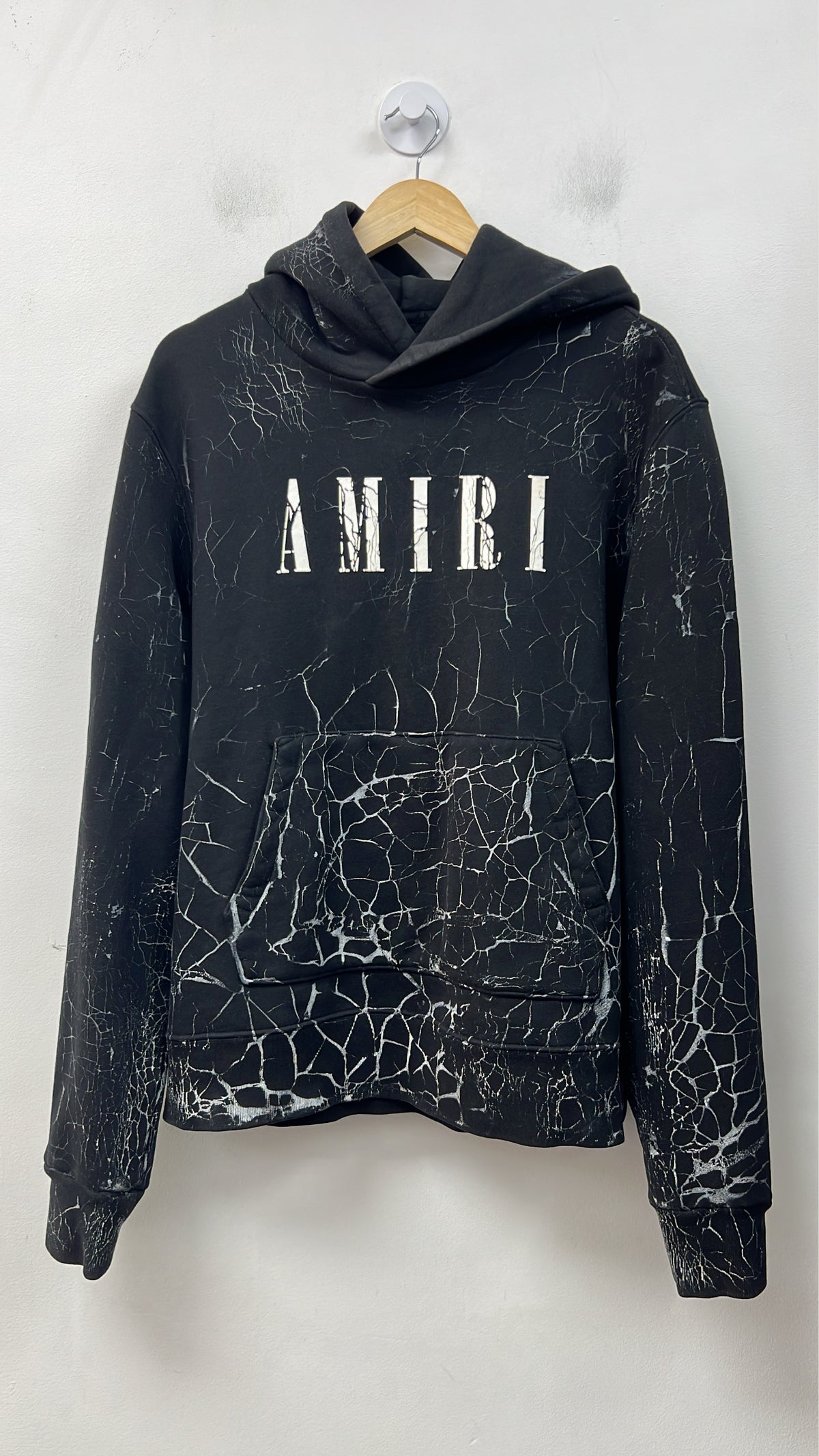 Amiri Black Lightning Crackle Core Logo Hoodie