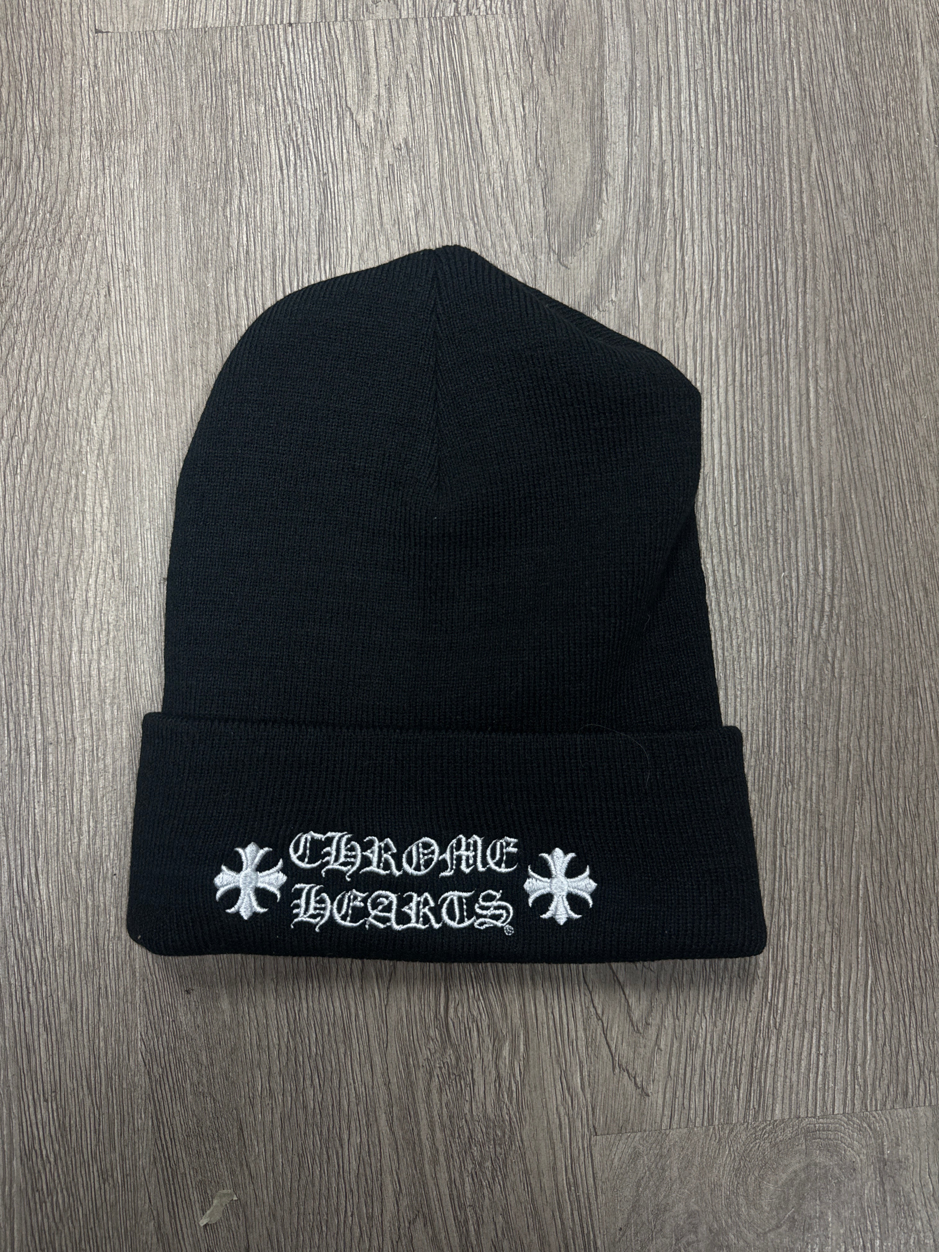Chrome Hearts Black White Plus Logo Beanie