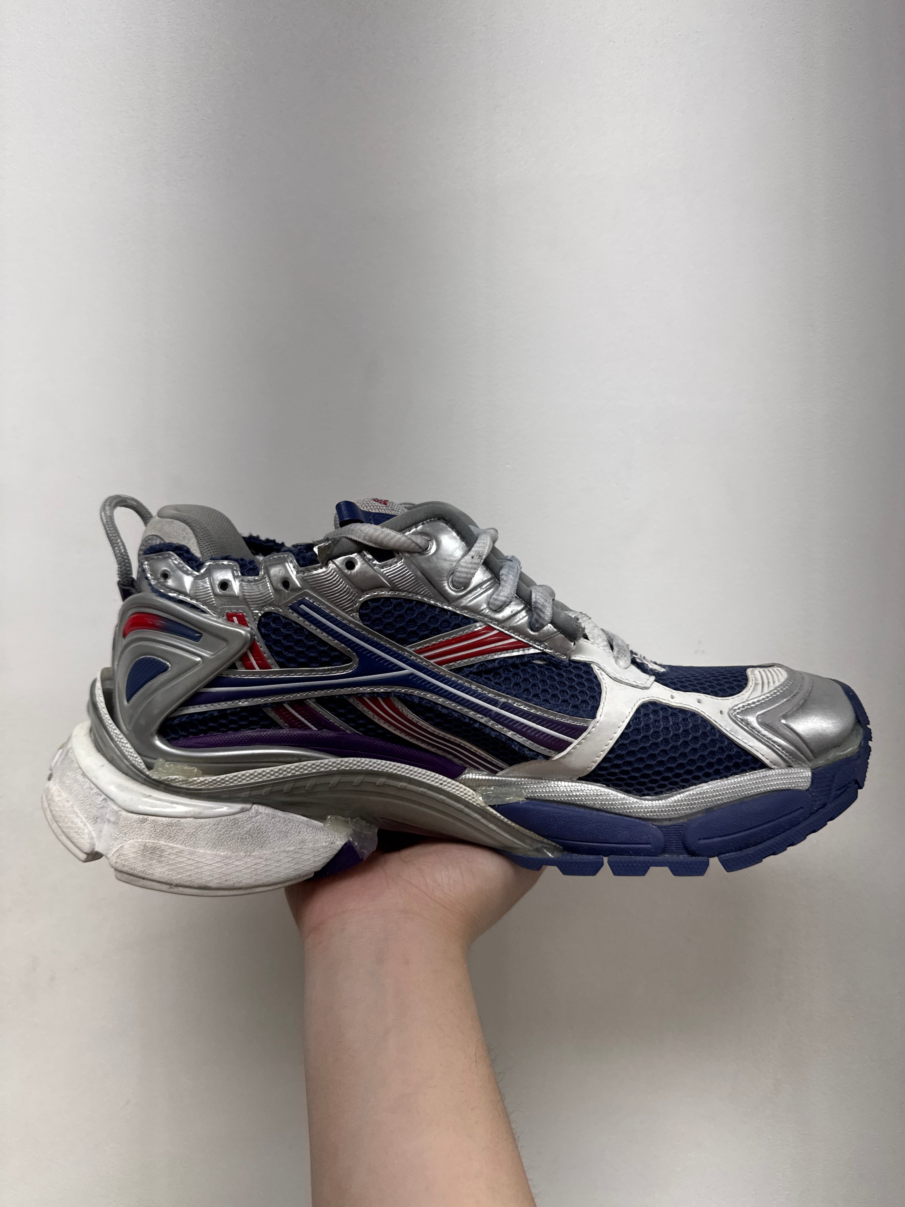 Balenciaga Navy Red Silver Runner Sneakers