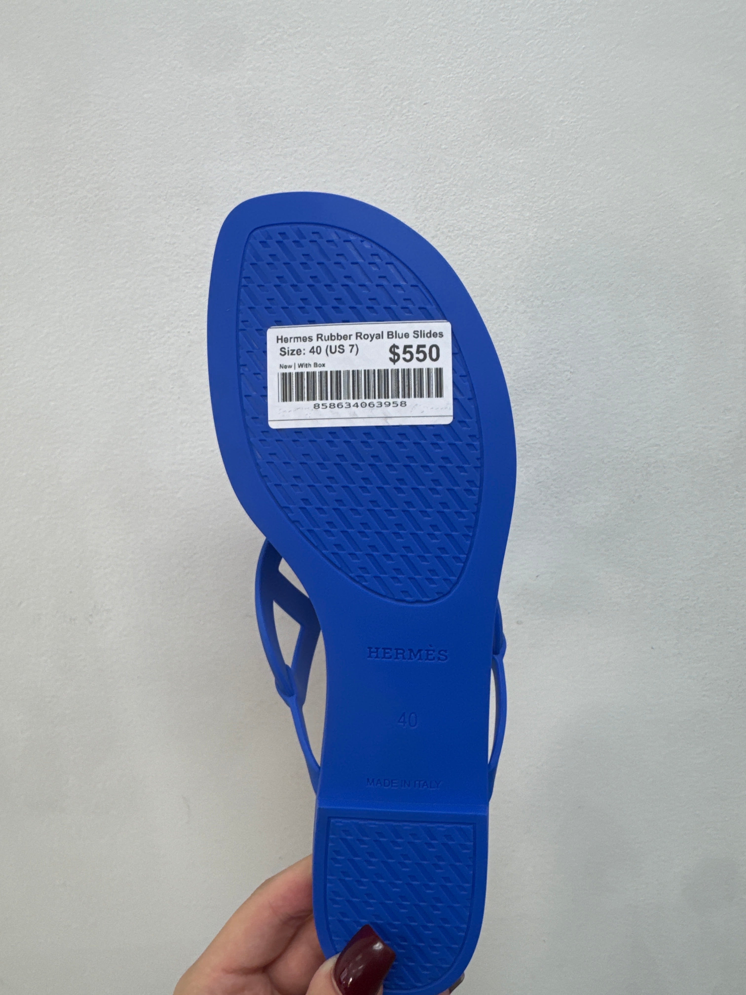Hermes Rubber Royal Blue Slides