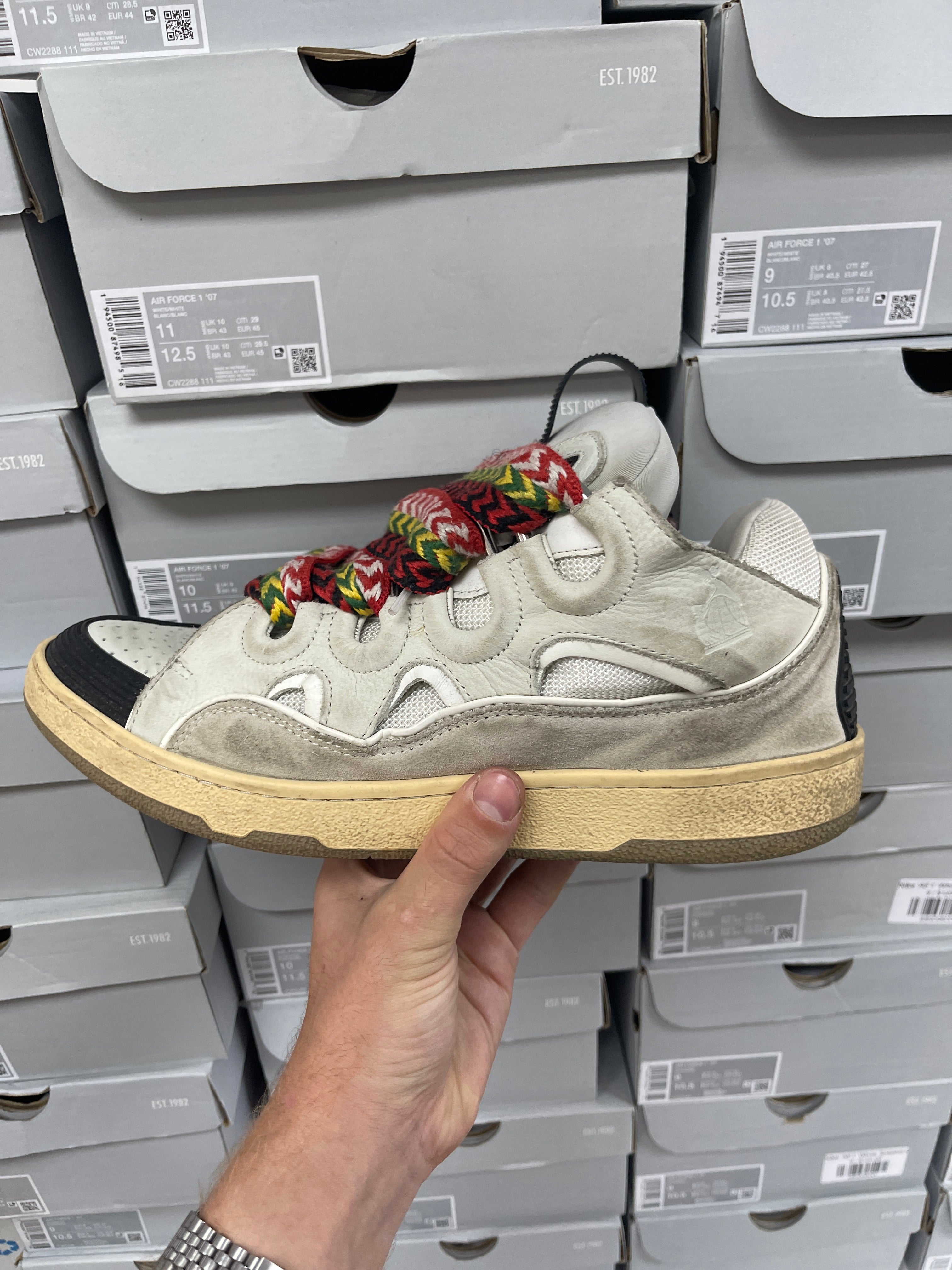 Lanvin Cream Rasta Curb Sneakers