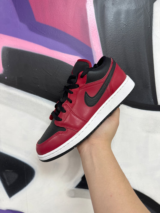 Nike Jordan 1 Low Gym Red Black Pebbled Sneakers