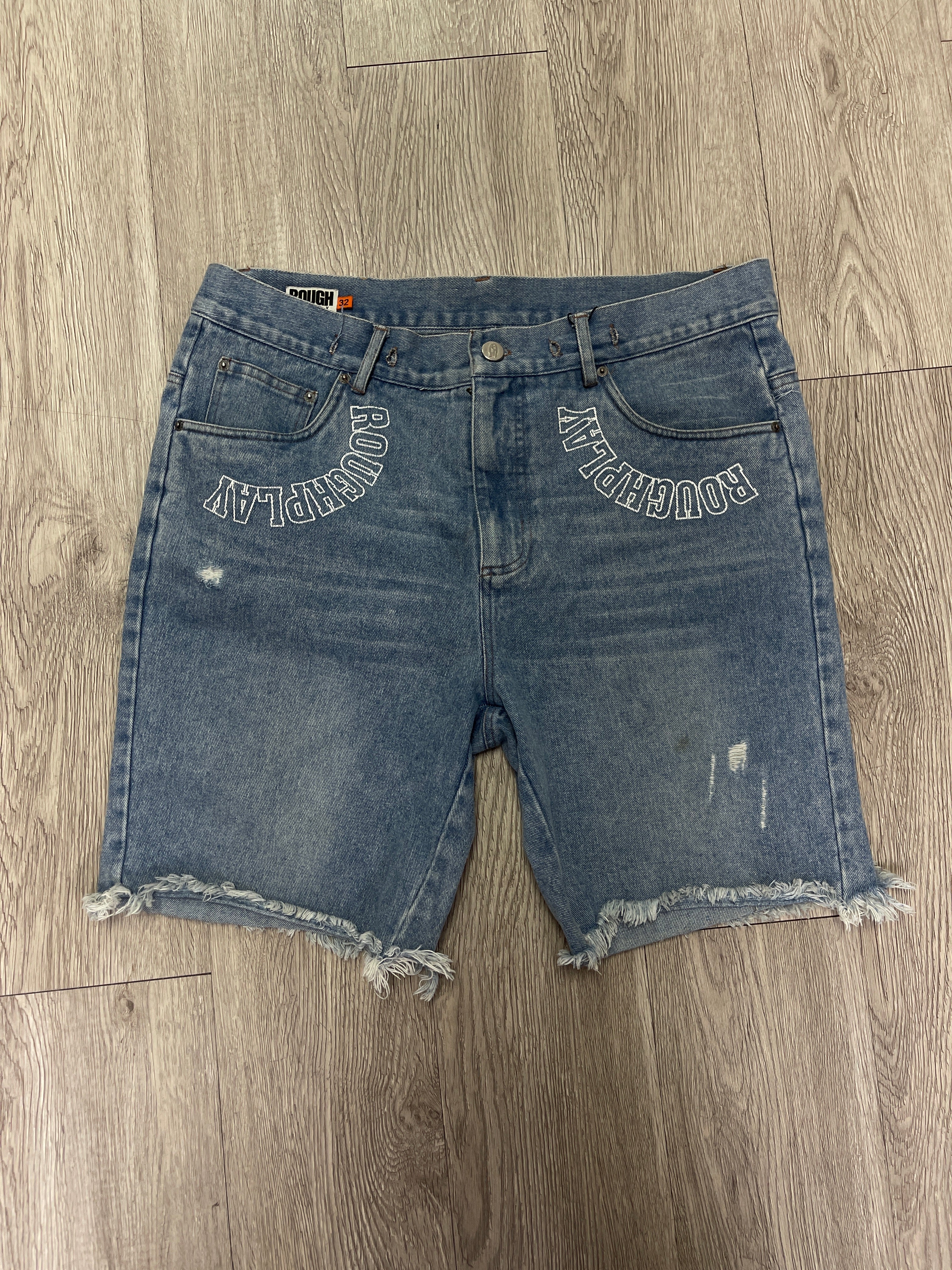 Rough Play Light Wash Jean Shorts