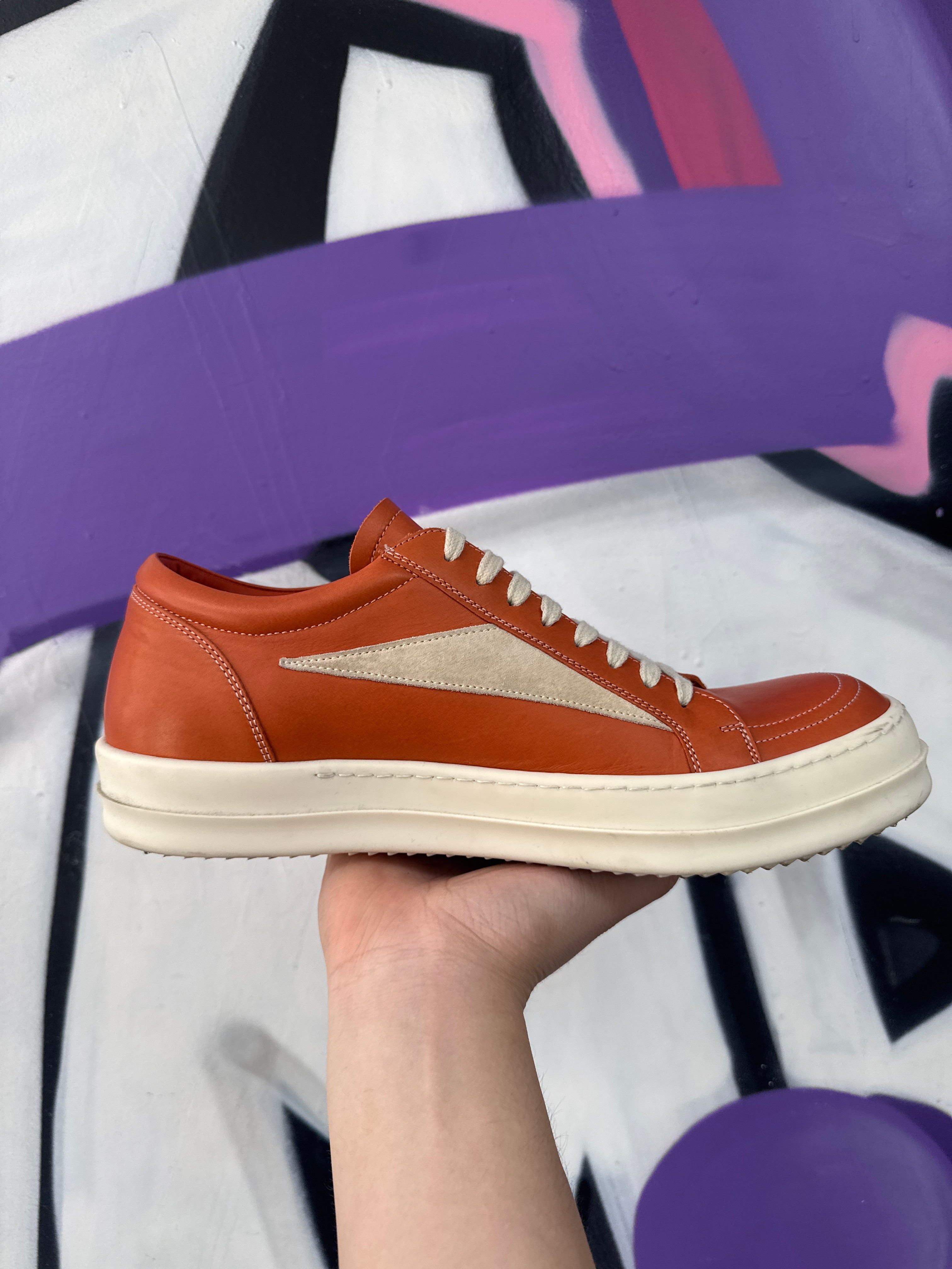 Rick Owens Orange Pearl Milk Vintage Mainline Sneakers