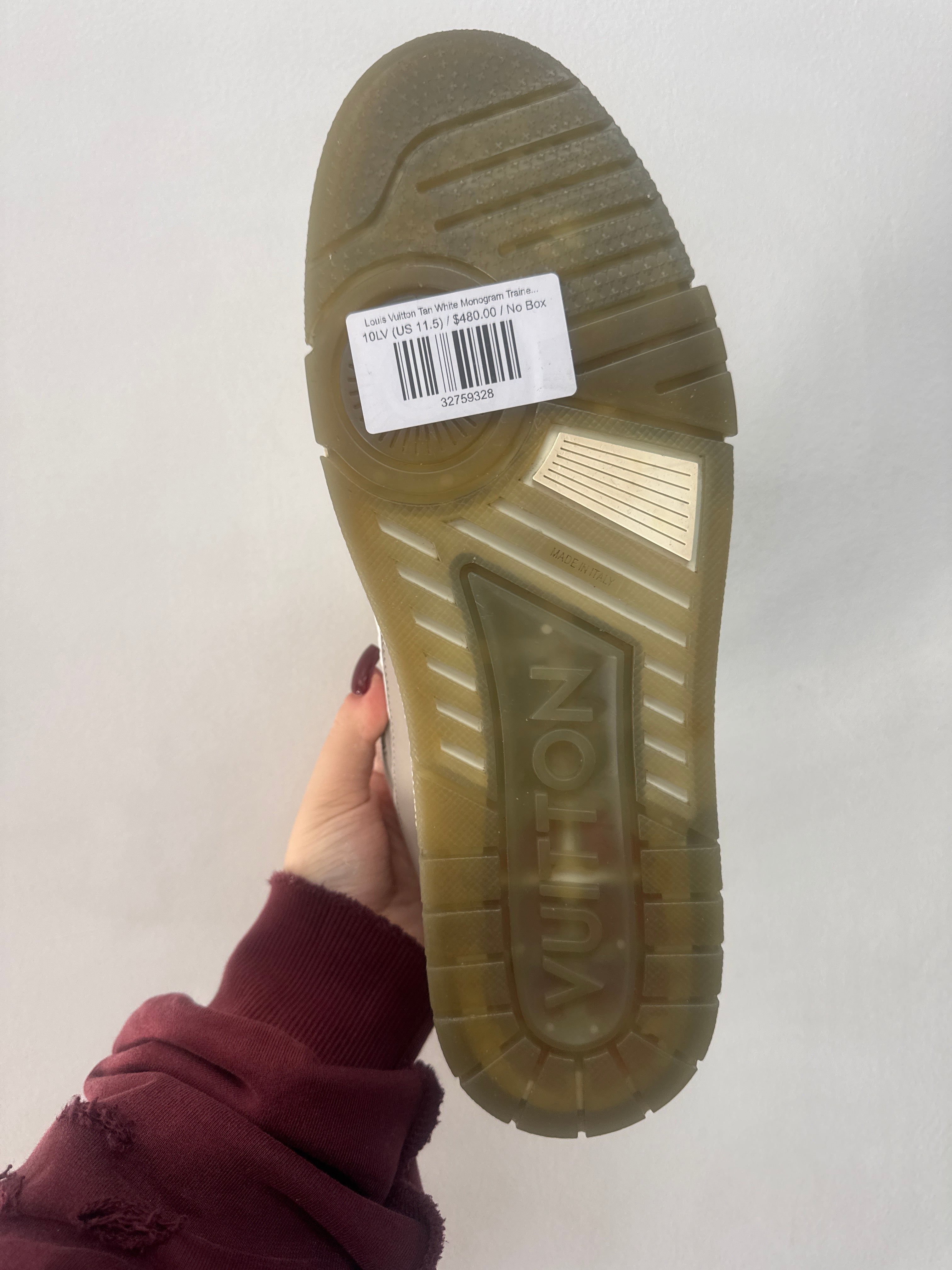 Louis Vuitton Tan White Monogram Trainer Sneakers