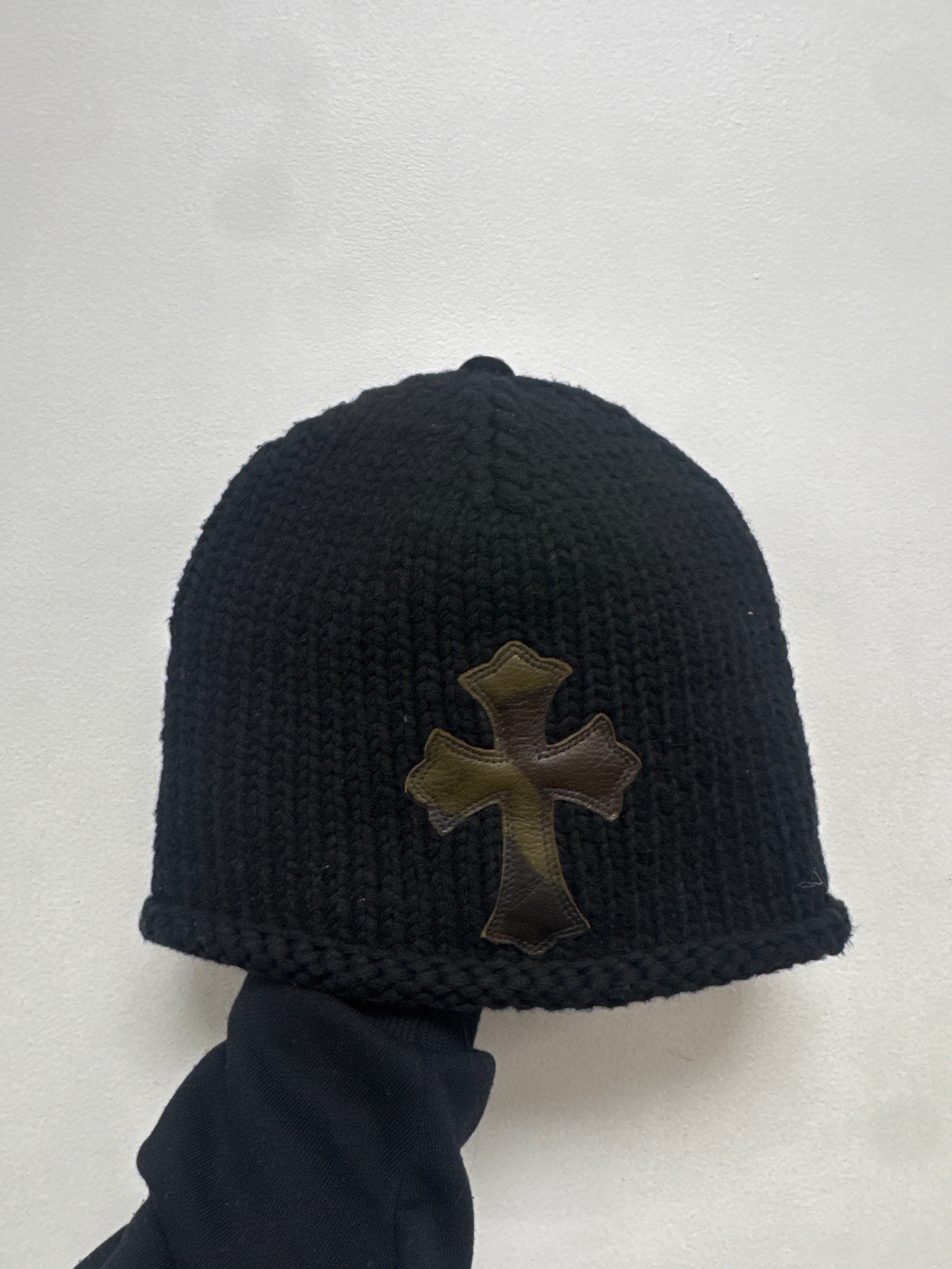 Chrome Hearts Black Cashmere Camo Cross Patch Beanie