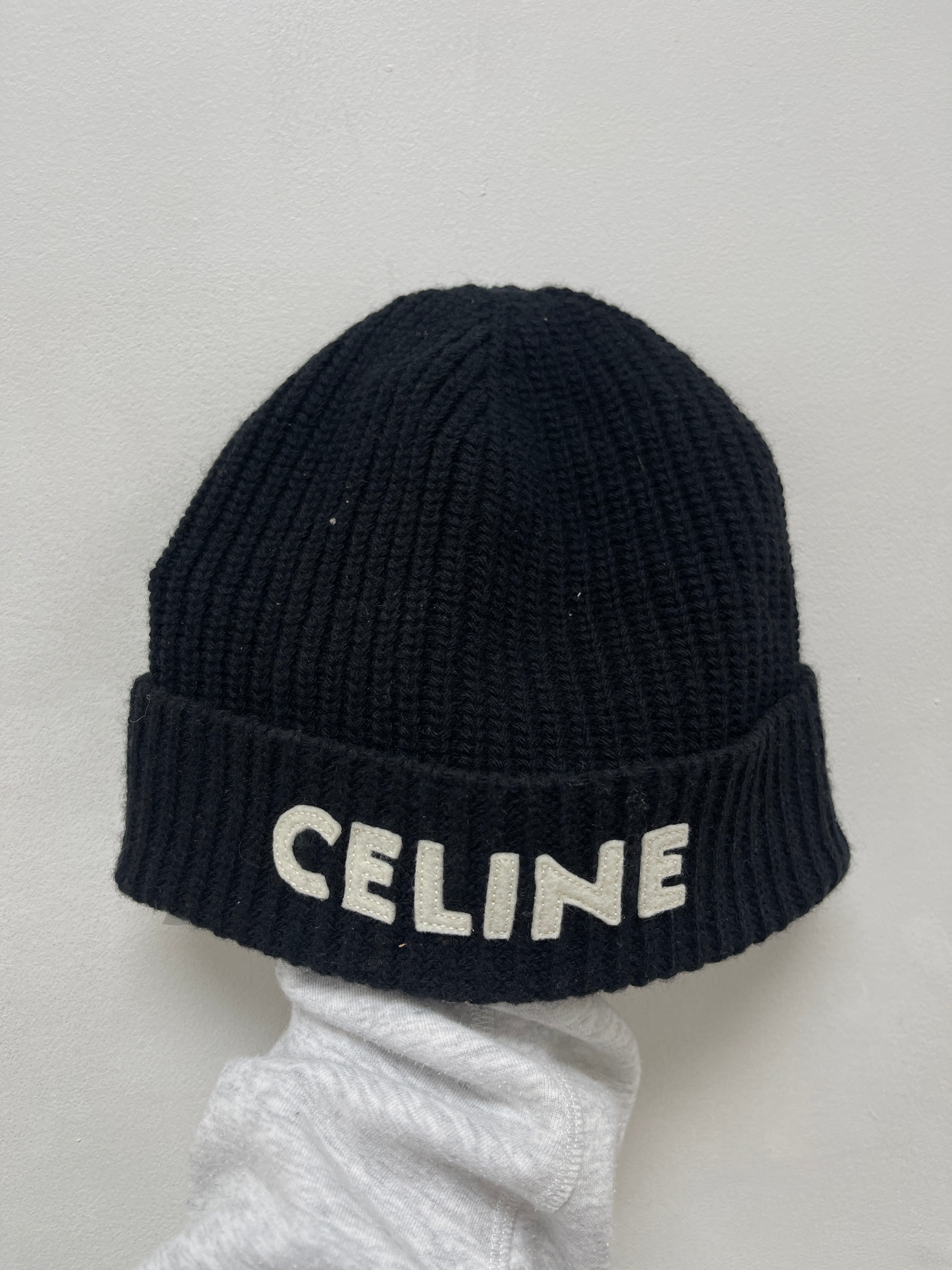 Celine Black White Logo Beanie