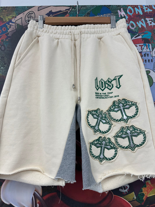 LOST Intricacy Sweat Shorts Cream Green