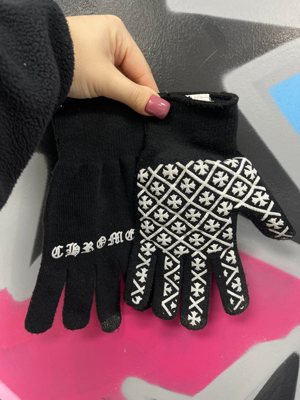 Chrome Hearts Black Checkered Gloves