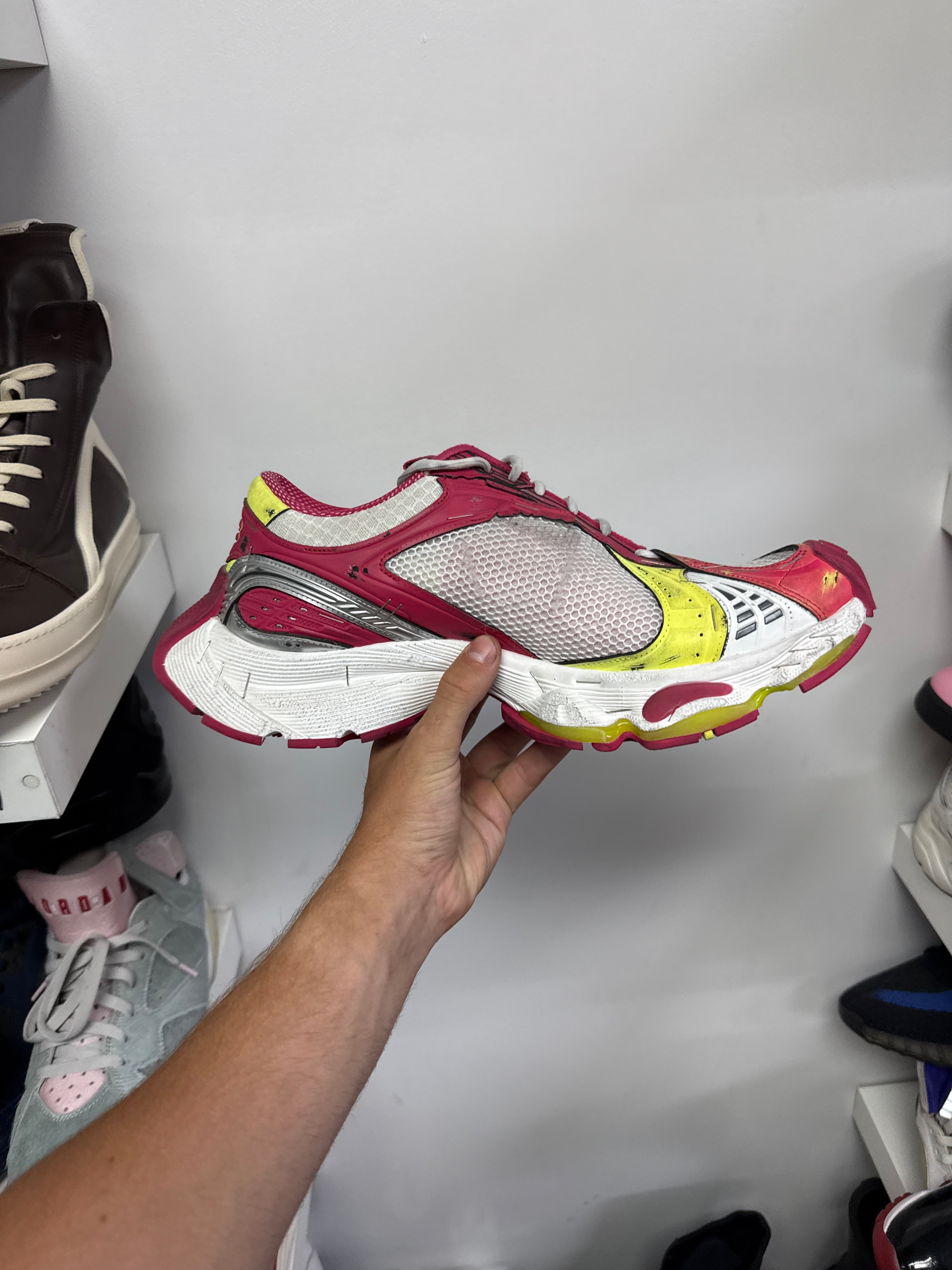 Balenciaga Stapler Sneaker White Pink New 45 (US 12) With Box