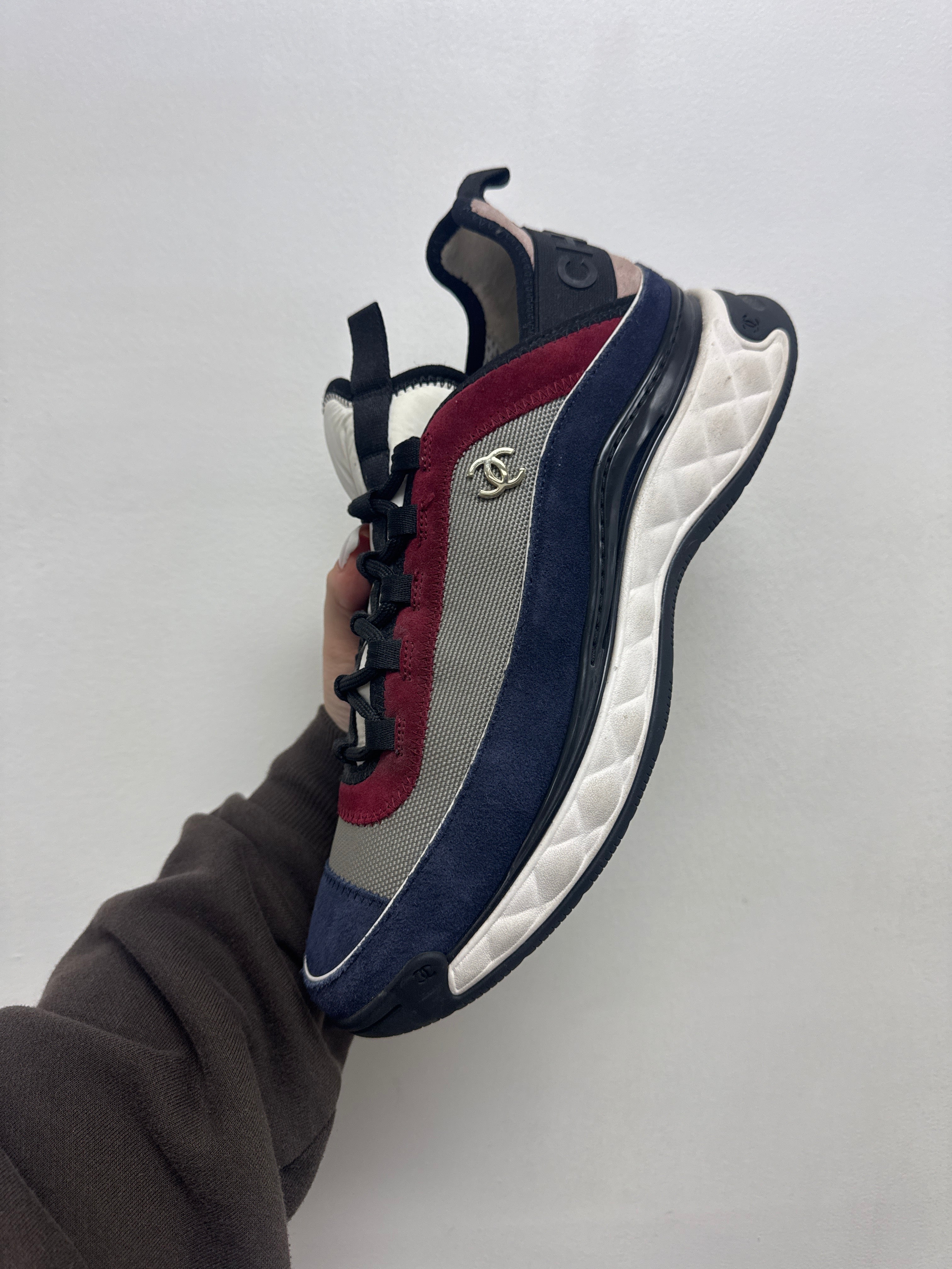 Chanel Navy Maroon Runner Sneakers