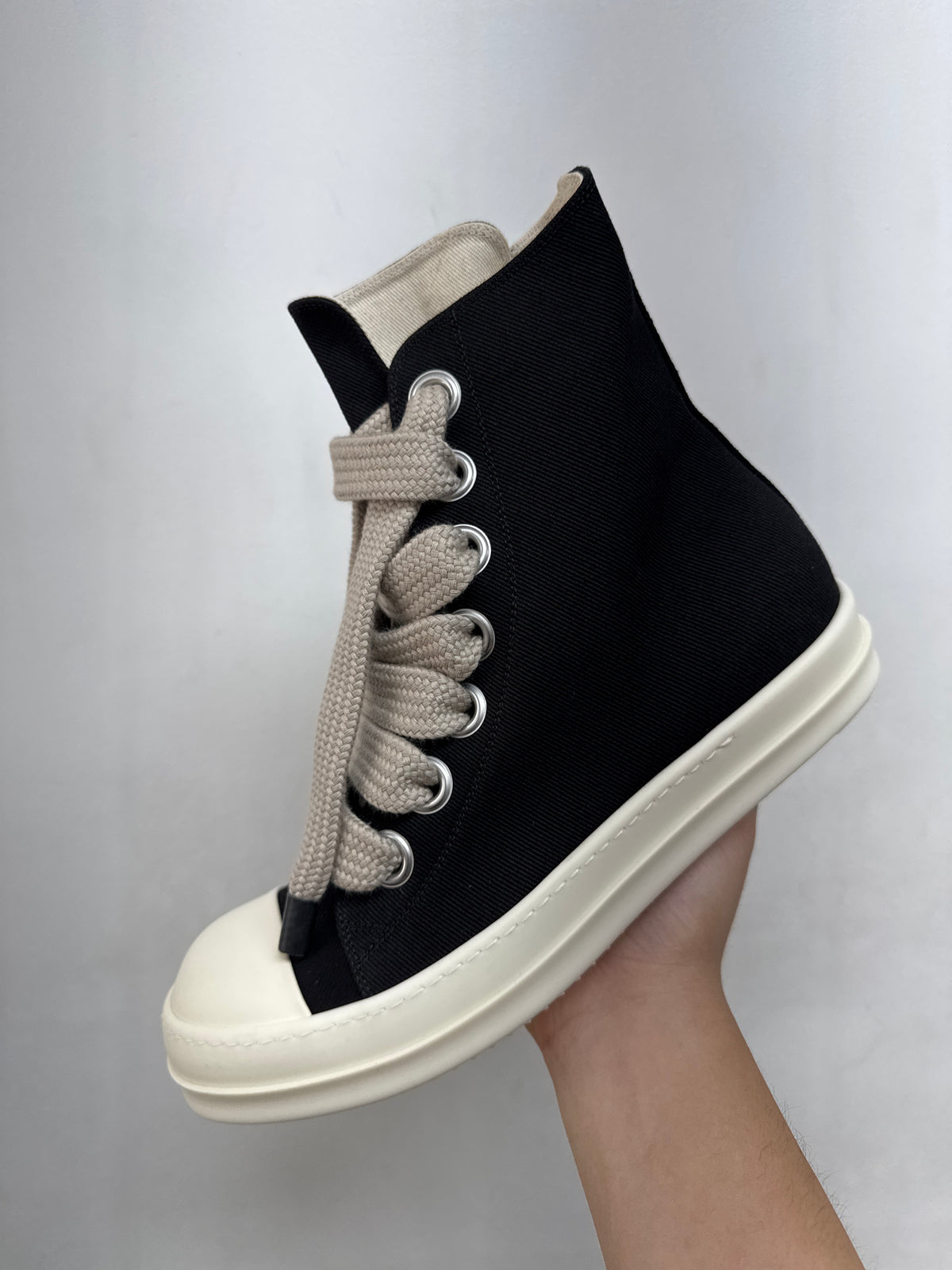 Rick Owens Black & Milk DRKSHDW Jumbo Lace Ramone High Sneakers