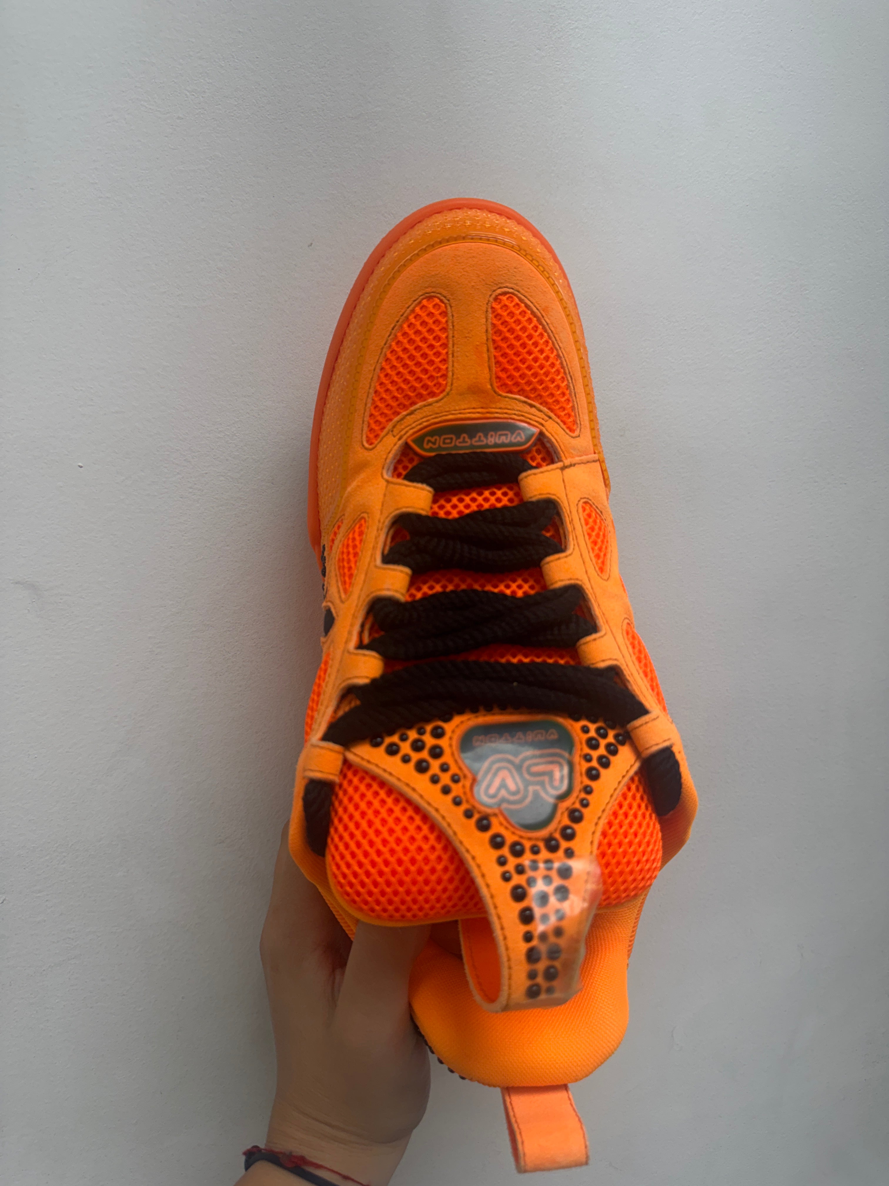 Louis Vuitton Orange Black Studded Skates Sneakers