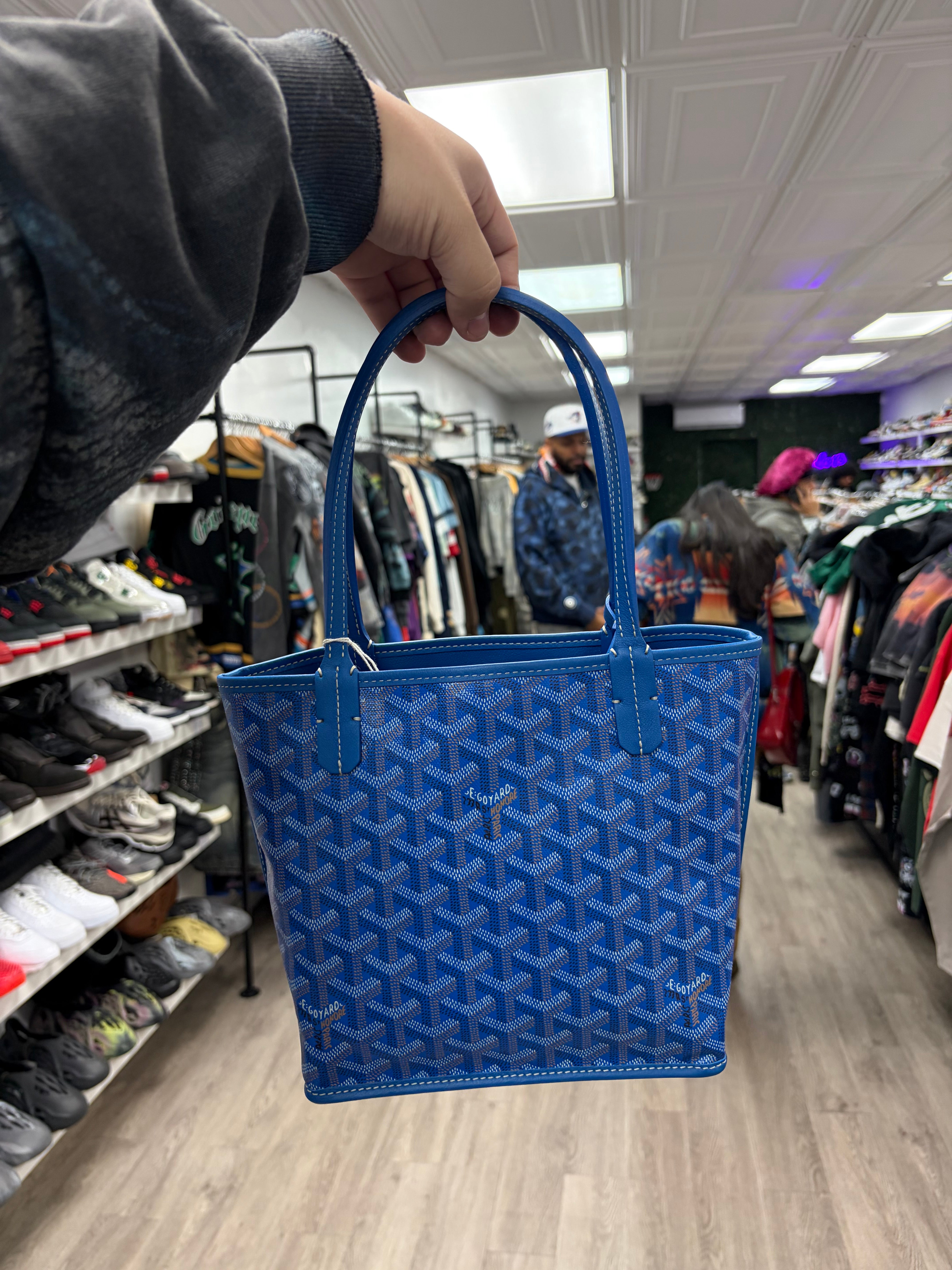 Goyard Blue Goyardine Anjou Mini Tote Bag