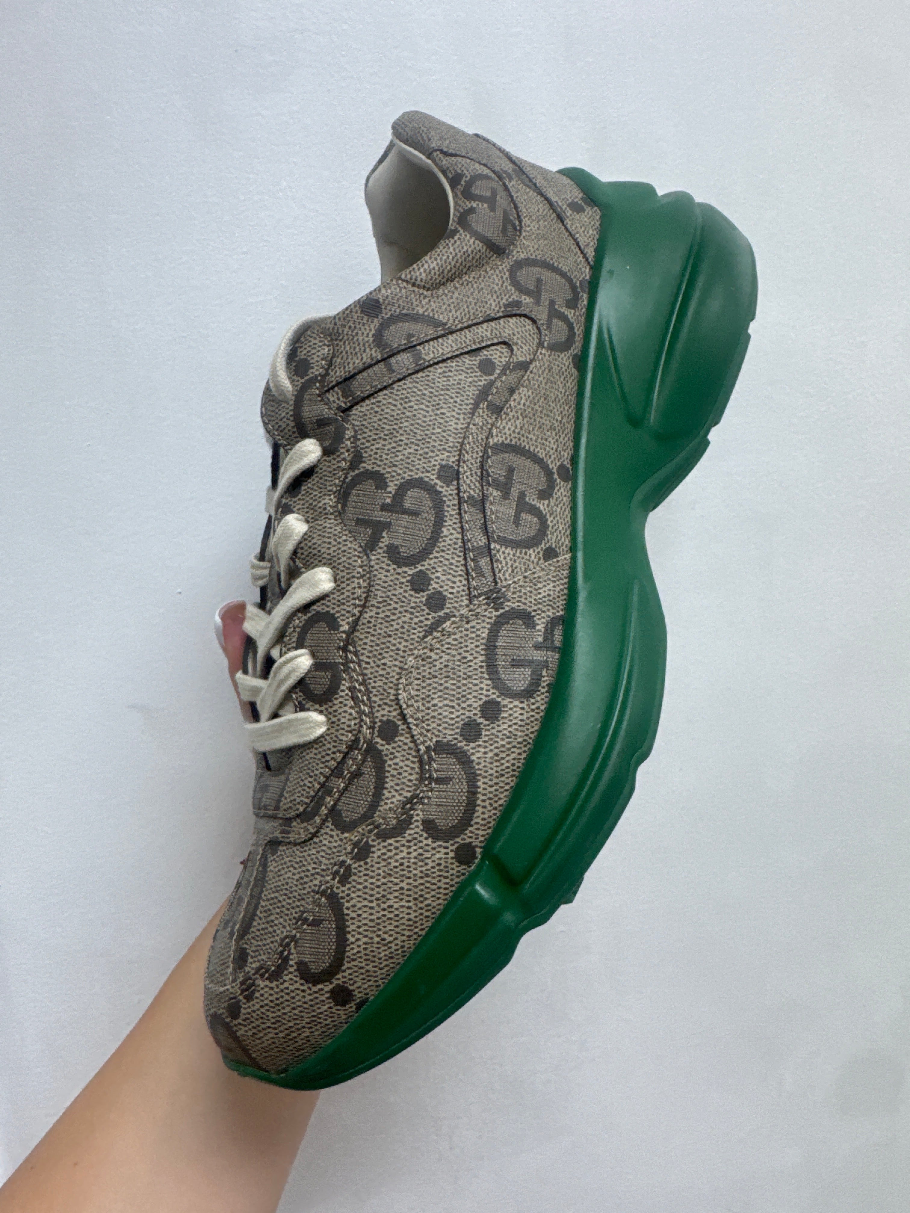 Gucci Green Monogram Rython Sneakers