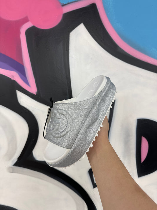 Gucci Silver High Sandels New With Box