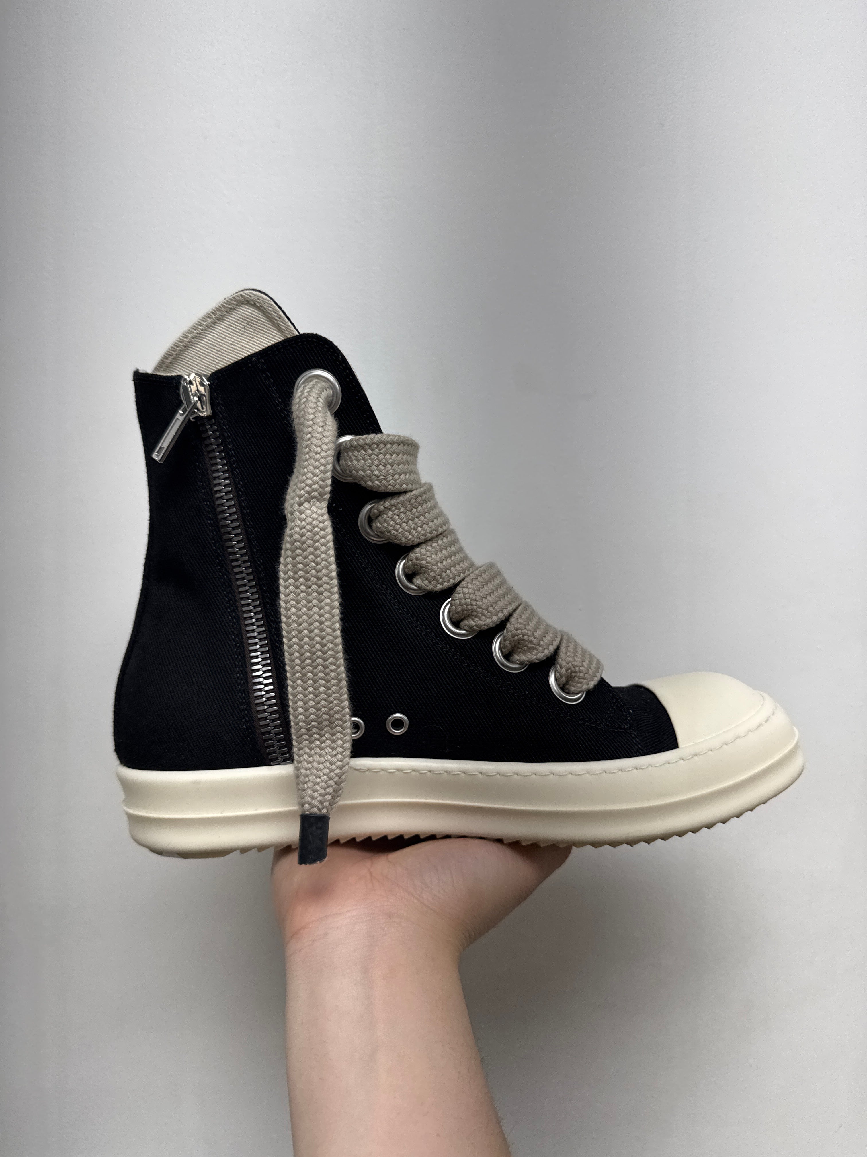 Rick Owens Black Penta Jumbo Lace Ramone High Sneakers
