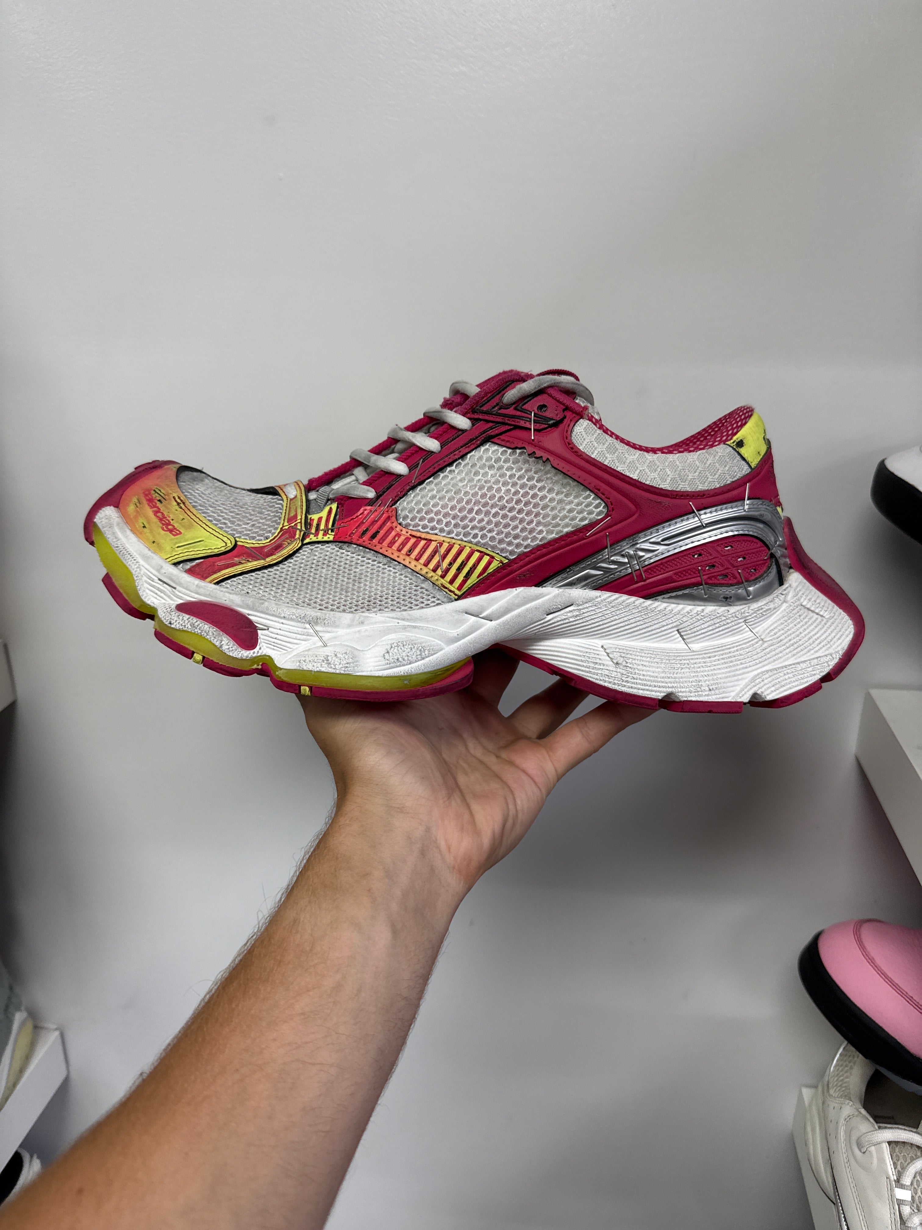 Balenciaga Stapler Sneaker White Pink New 45 (US 12) With Box