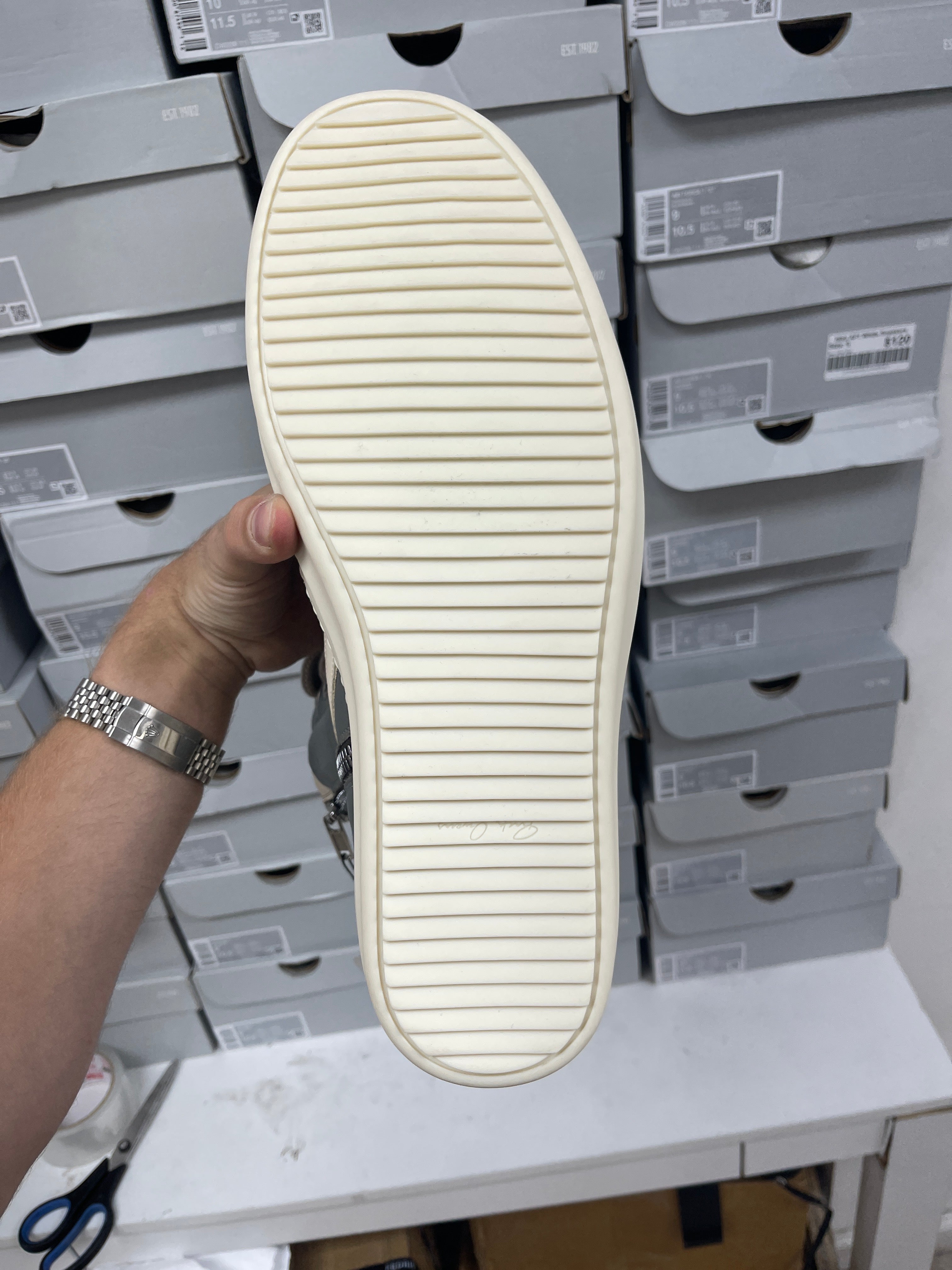 Rick Owens Washed Indigo Jumbo Lace Geobasket Sneakers