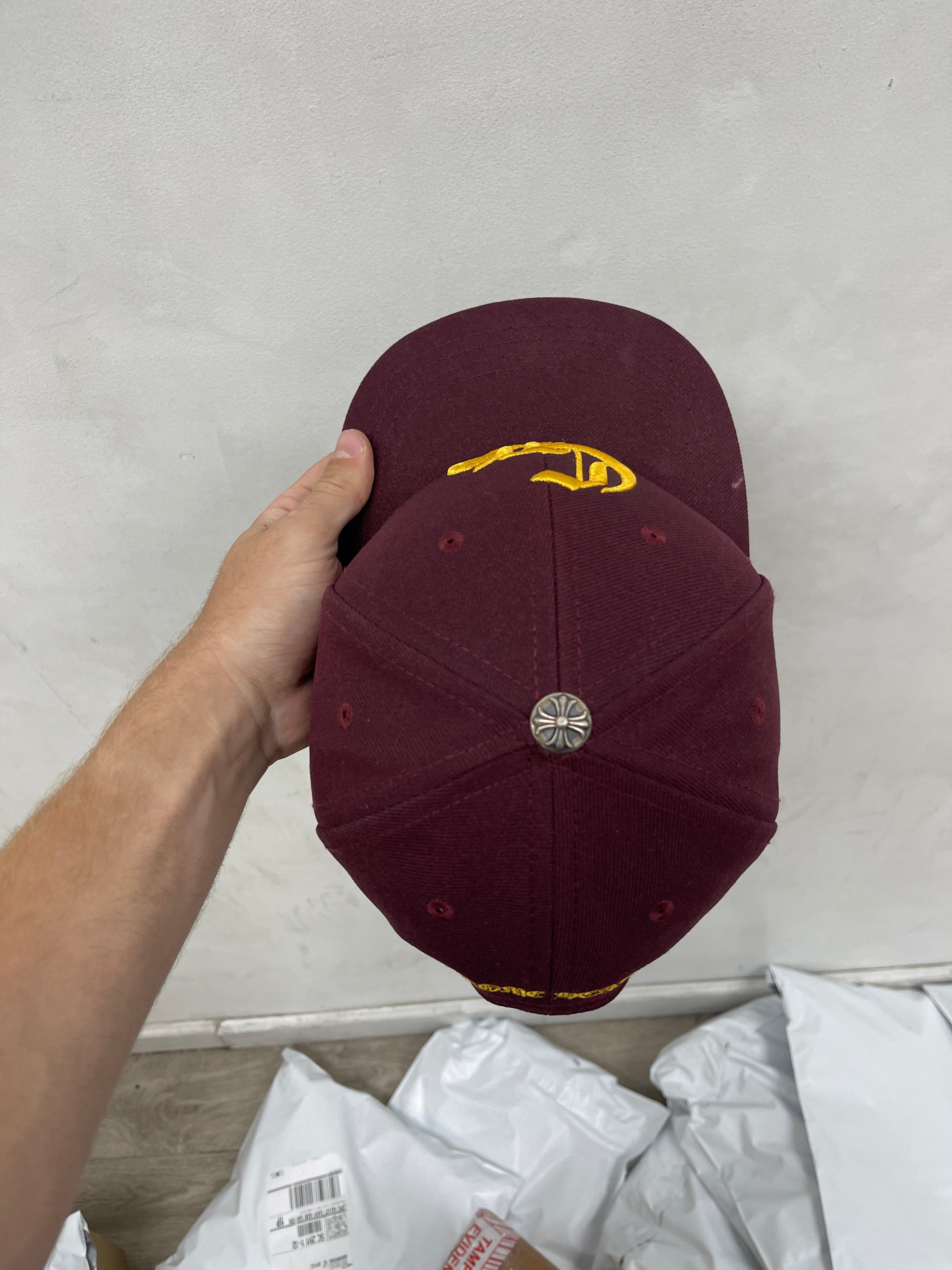 Chrome Hearts Maroon Gold Baseball Trucker Hat