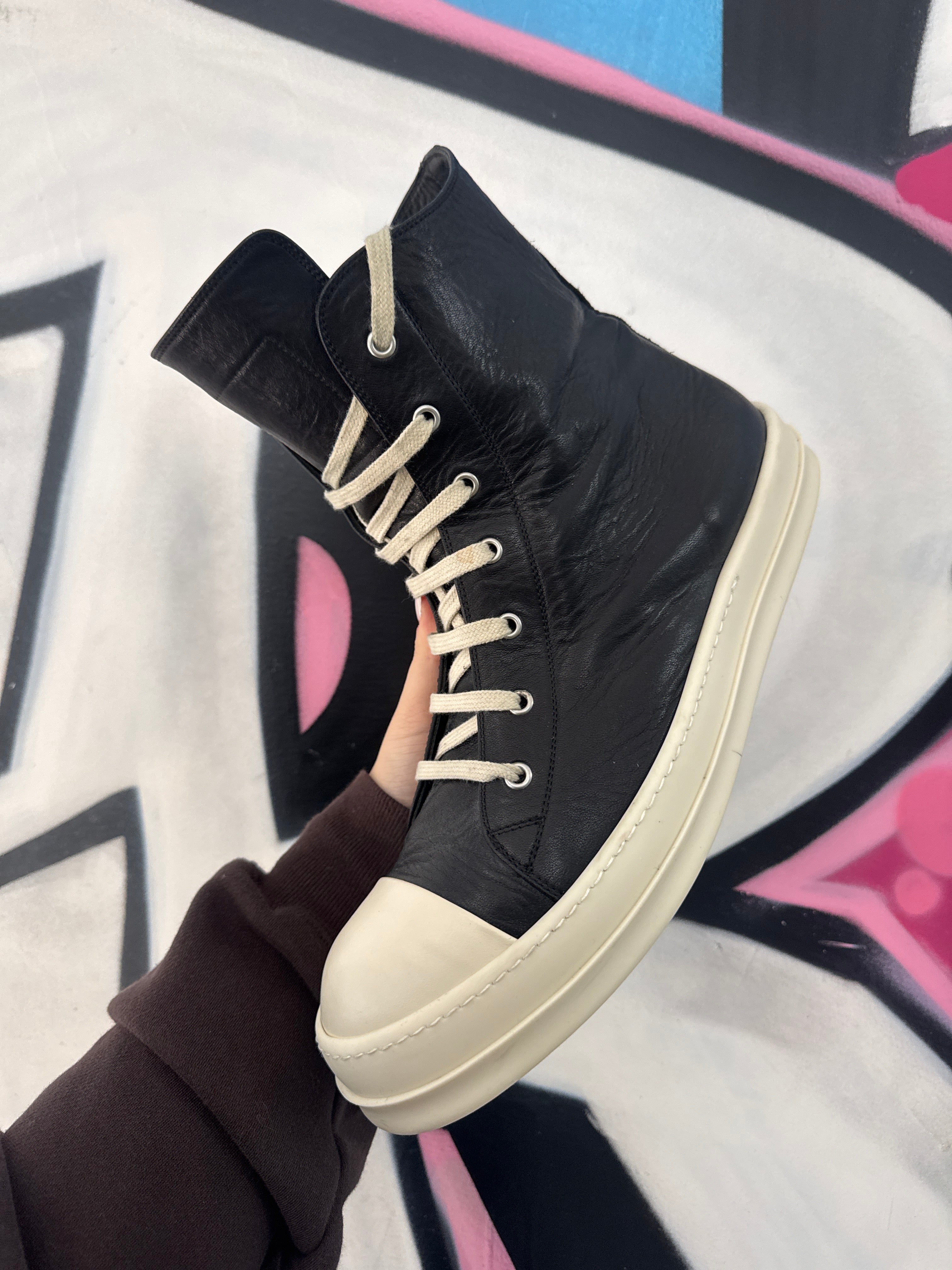 Rick Owens Black Milk Mainline Sneakers
