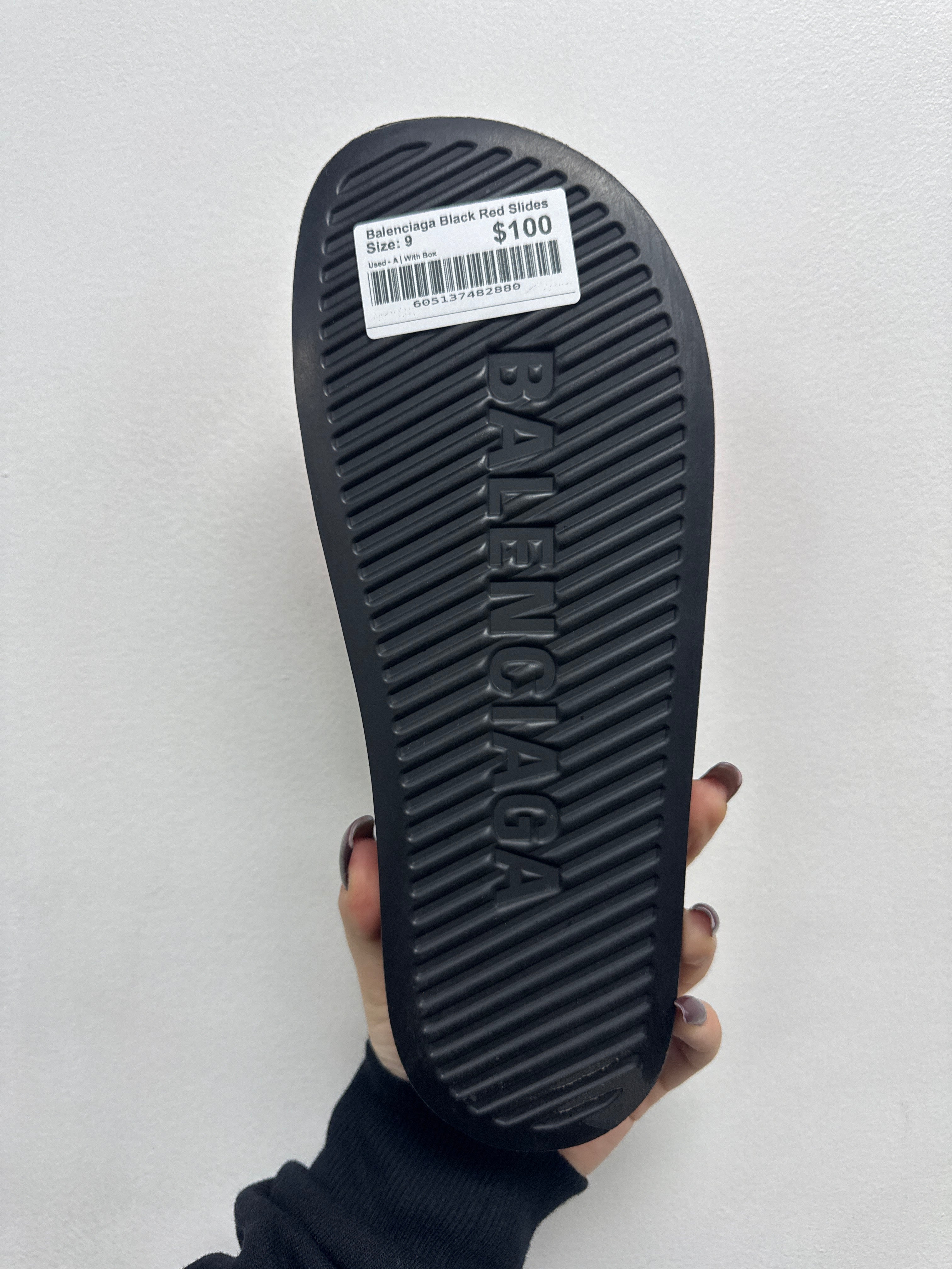 Balenciaga Black Red Slides