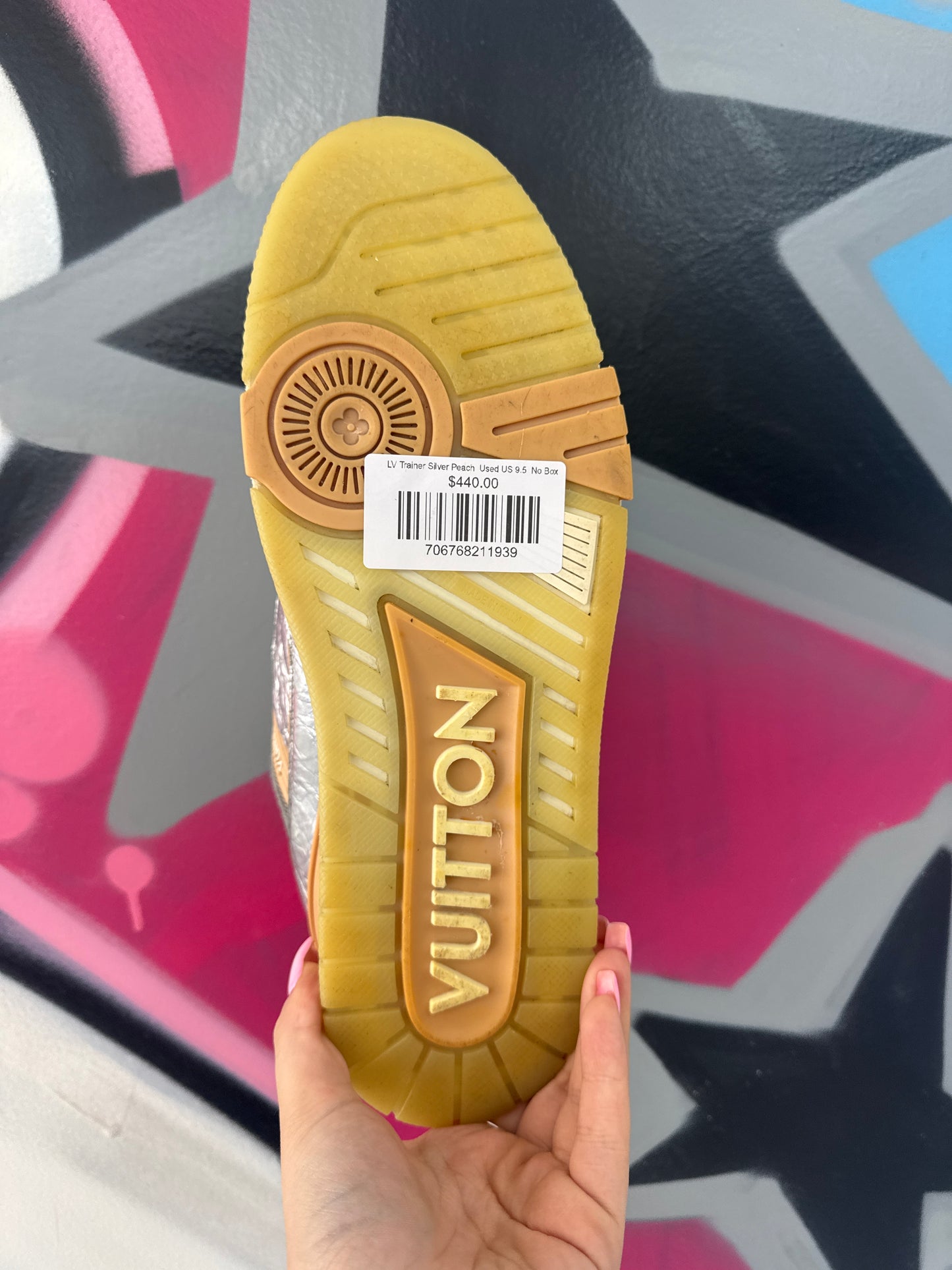 LV Trainer Silver Peach  Used US 9.5  No Box