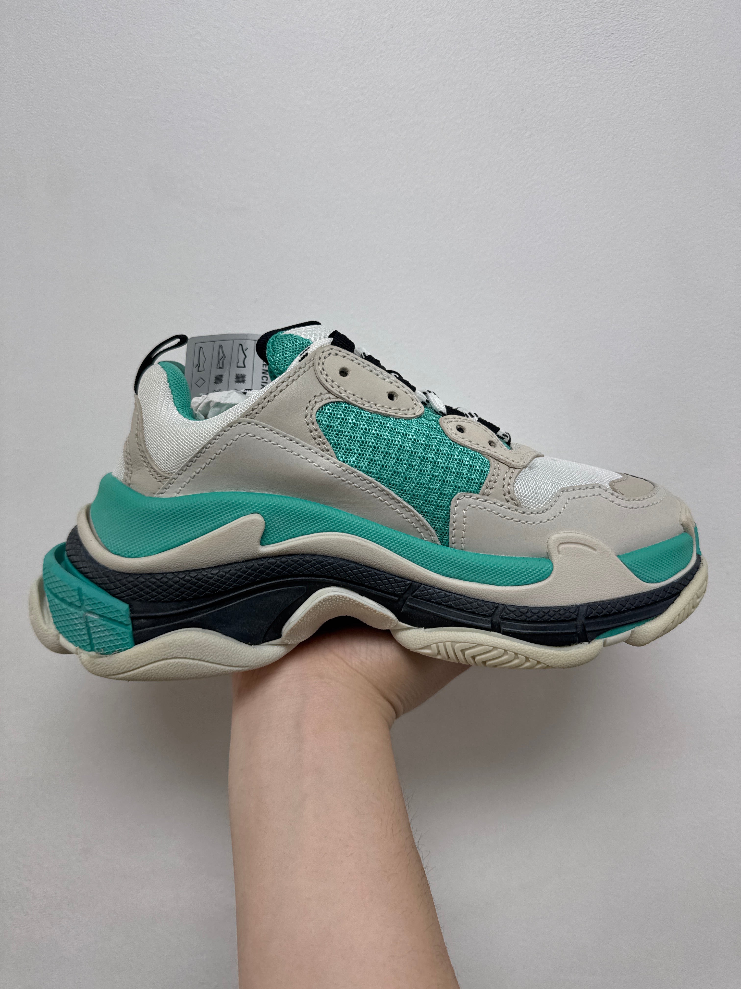 Balenciaga Teal White Triple S Sneakers
