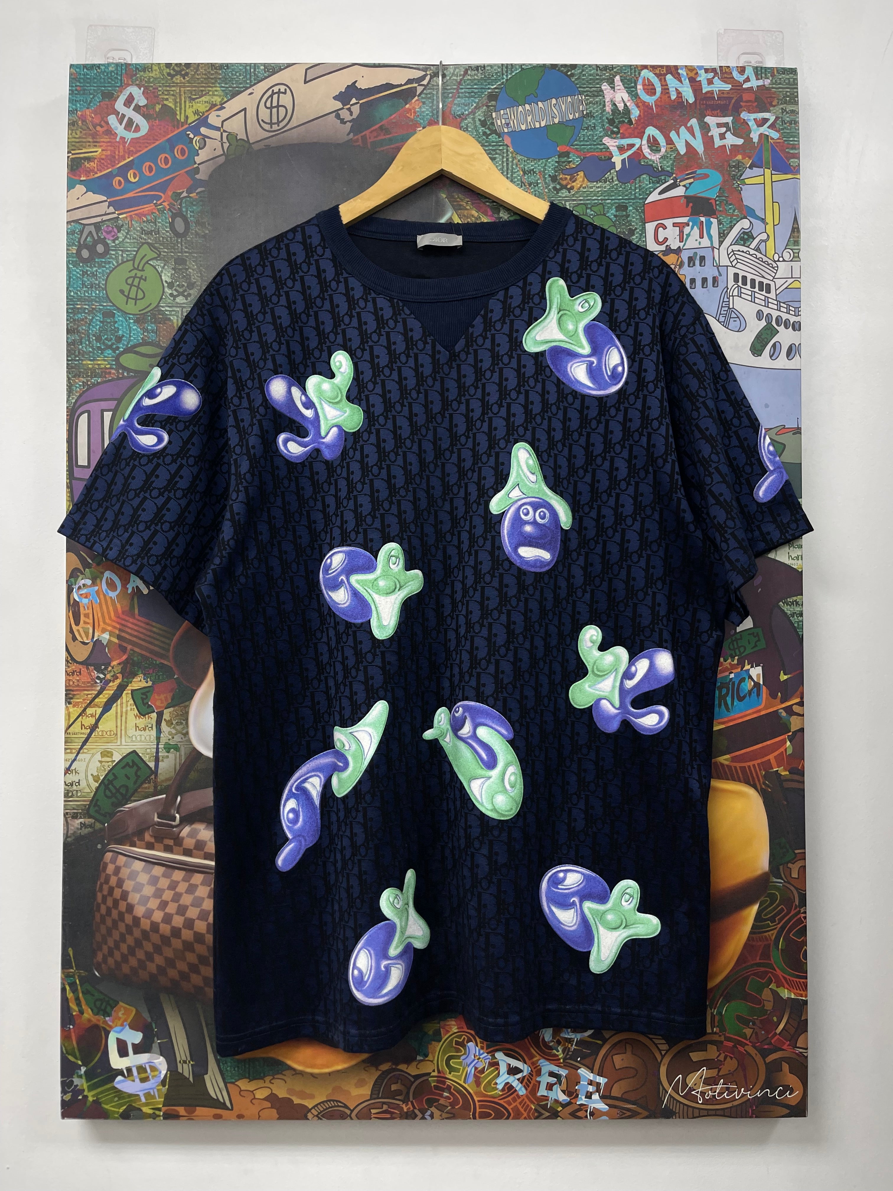Dior Navy Monogram Kenny Scharf Tee