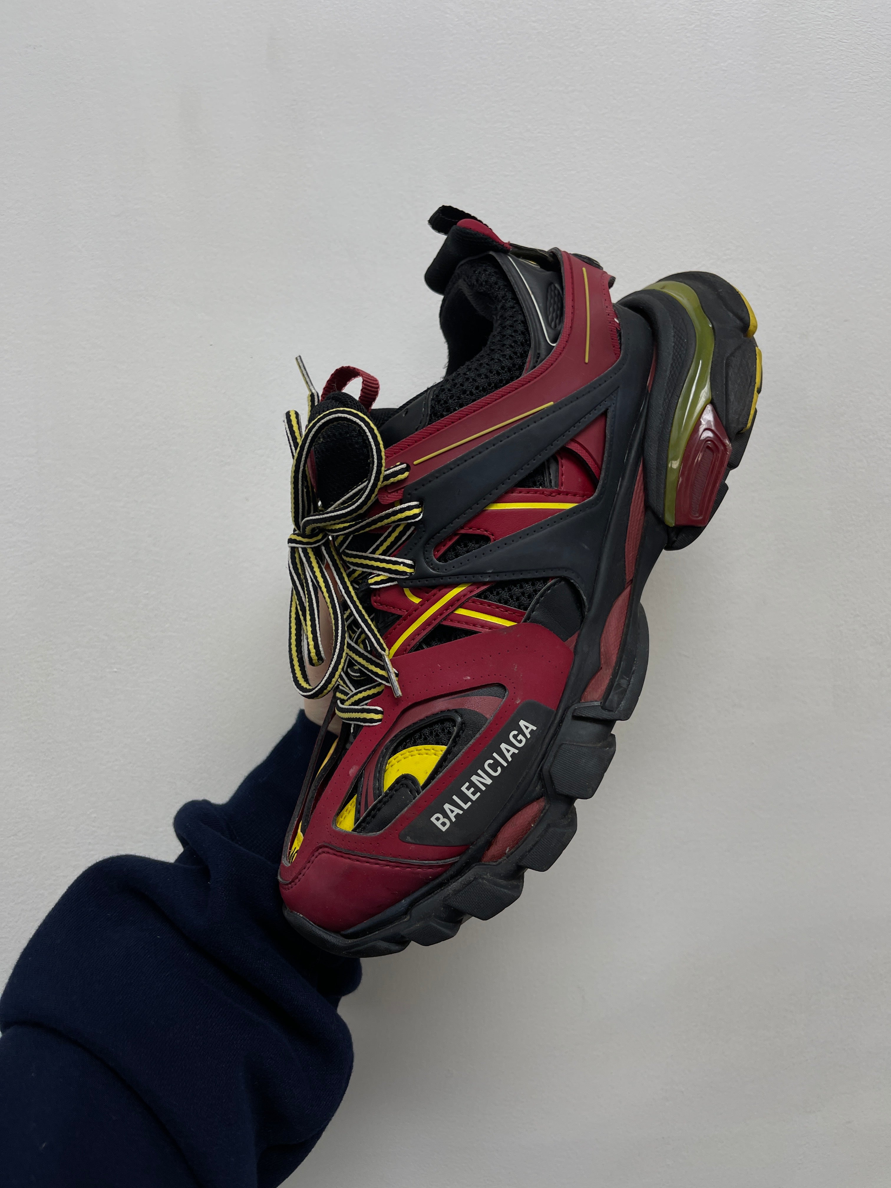 Balenciaga Maroon Yellow Track Sneakers